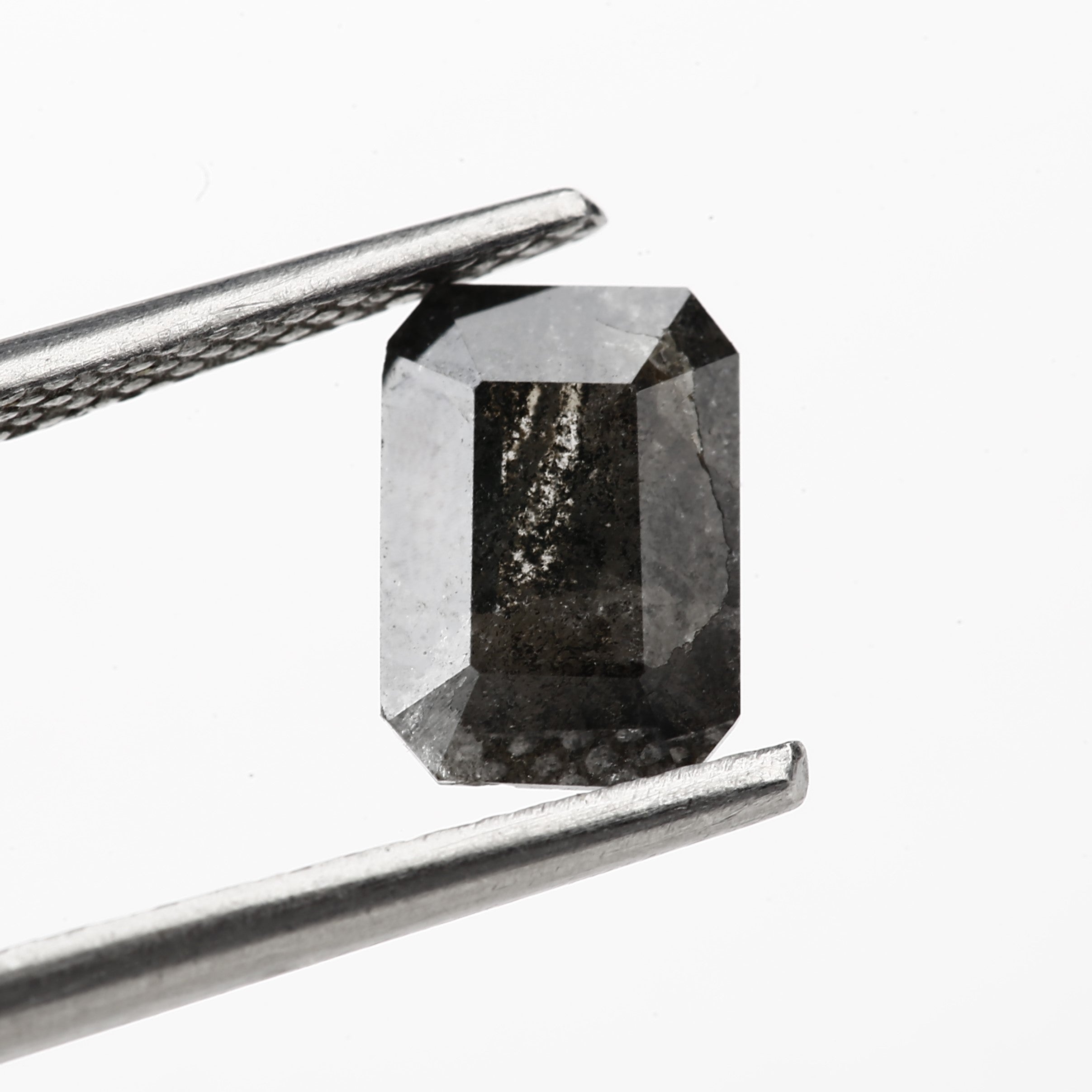 0.92 Carat 7 MM Gray Emerald Salt and Pepper Diamond For Ring Design - Blackdiamond