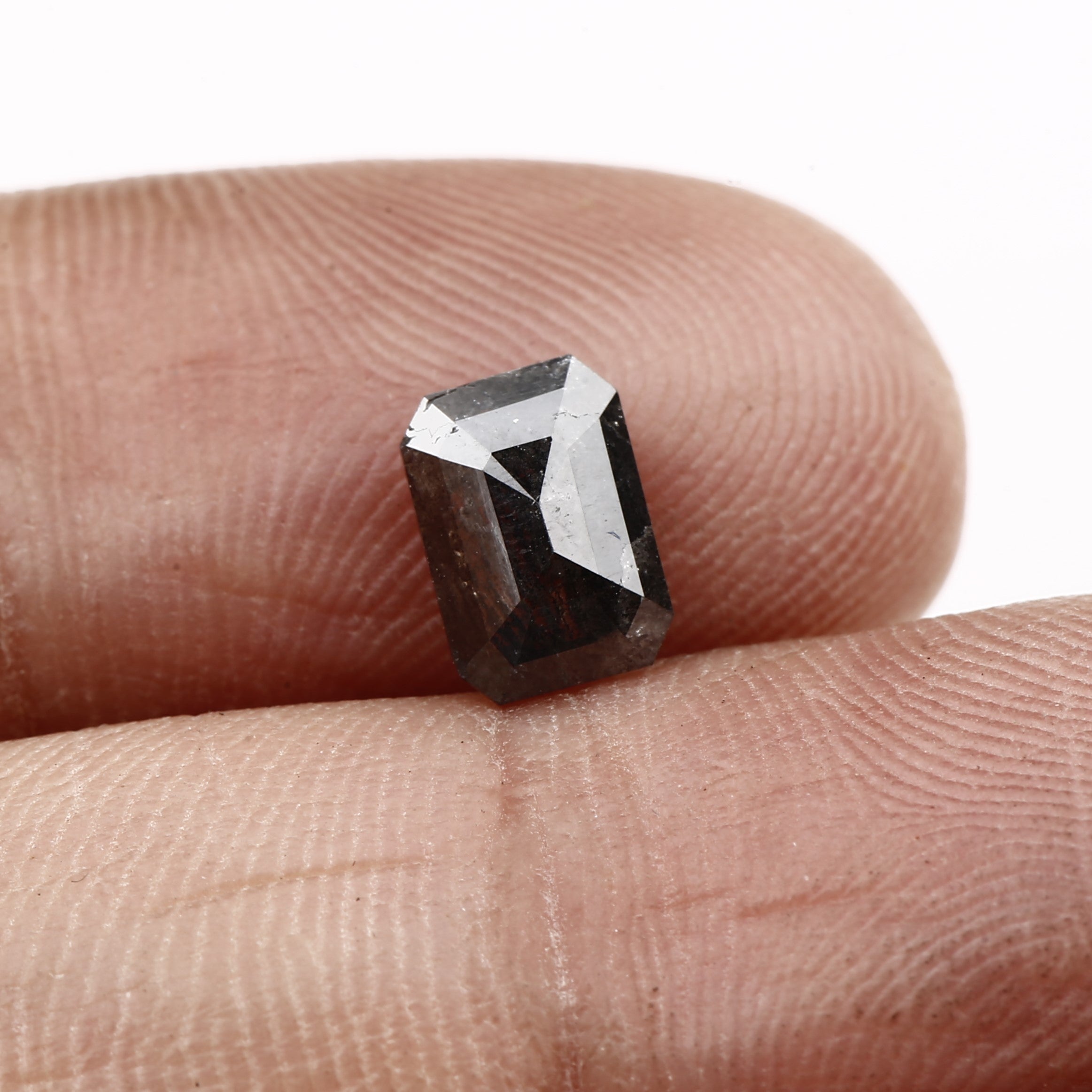 0.92 Carat 7 MM Gray Emerald Salt and Pepper Diamond For Ring Design - Blackdiamond