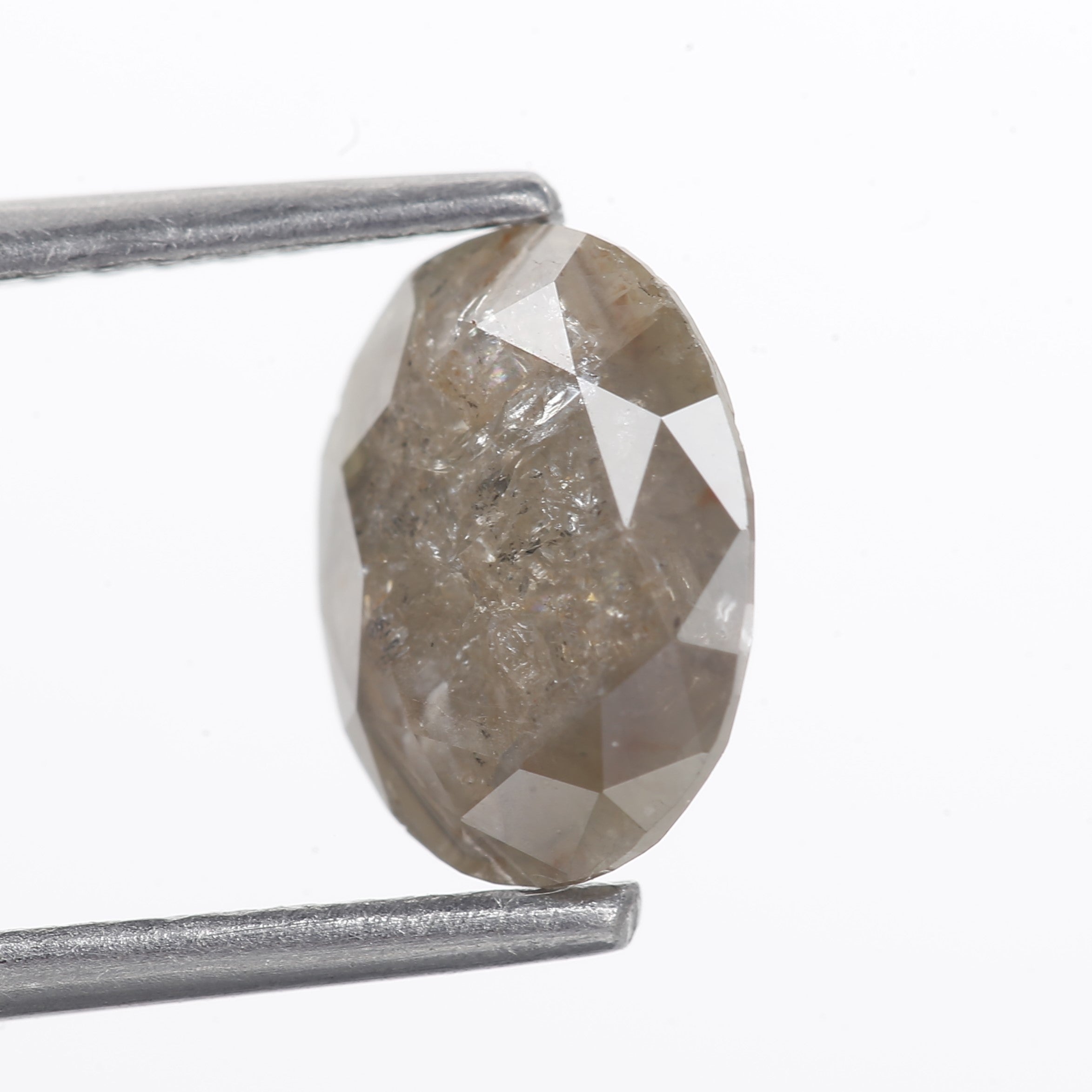 1.49 Carat Oval Cut Gray Salt and Pepper Natural Diamond 8.28 MM