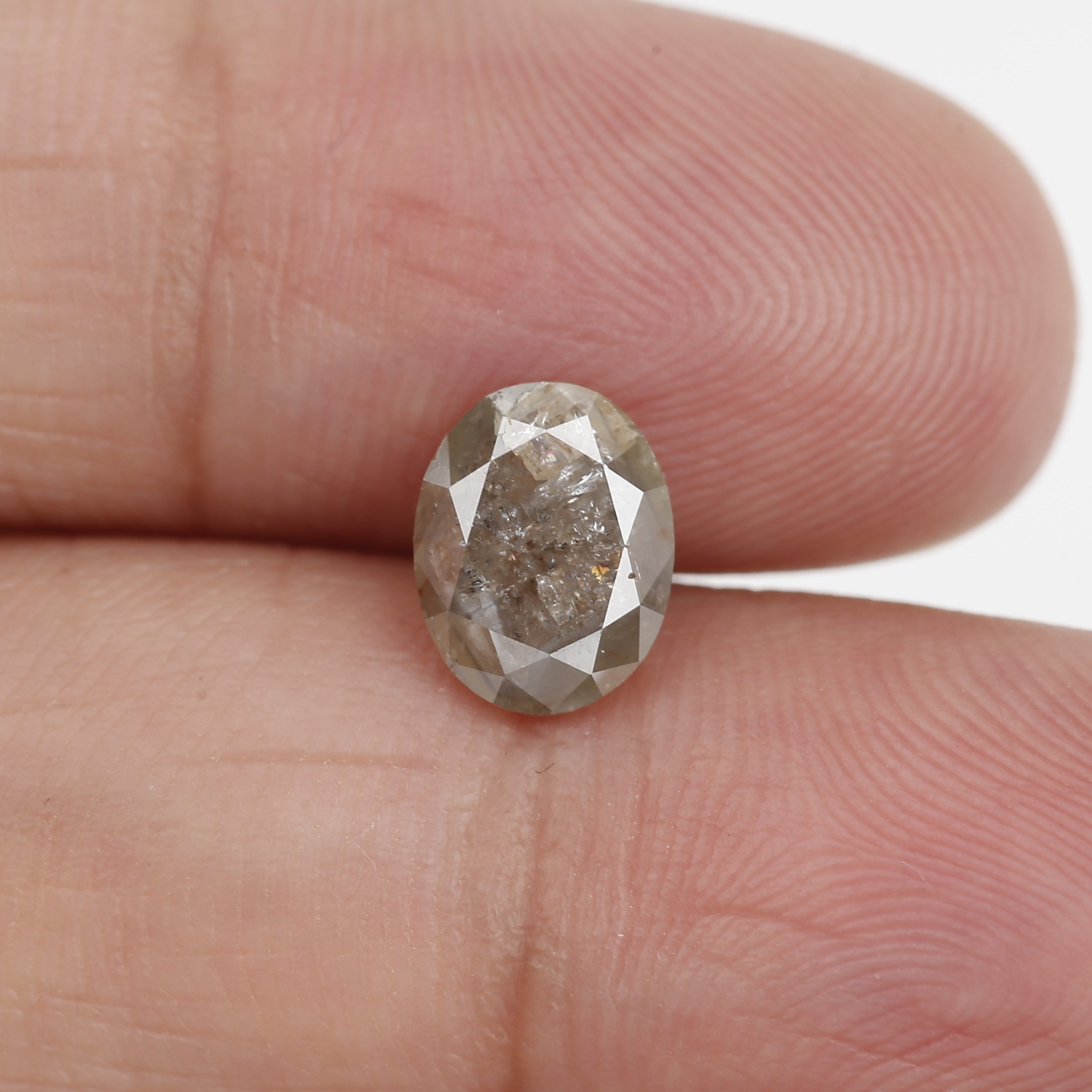 1.49 Carat Oval Cut Gray Salt and Pepper Natural Diamond 8.28 MM