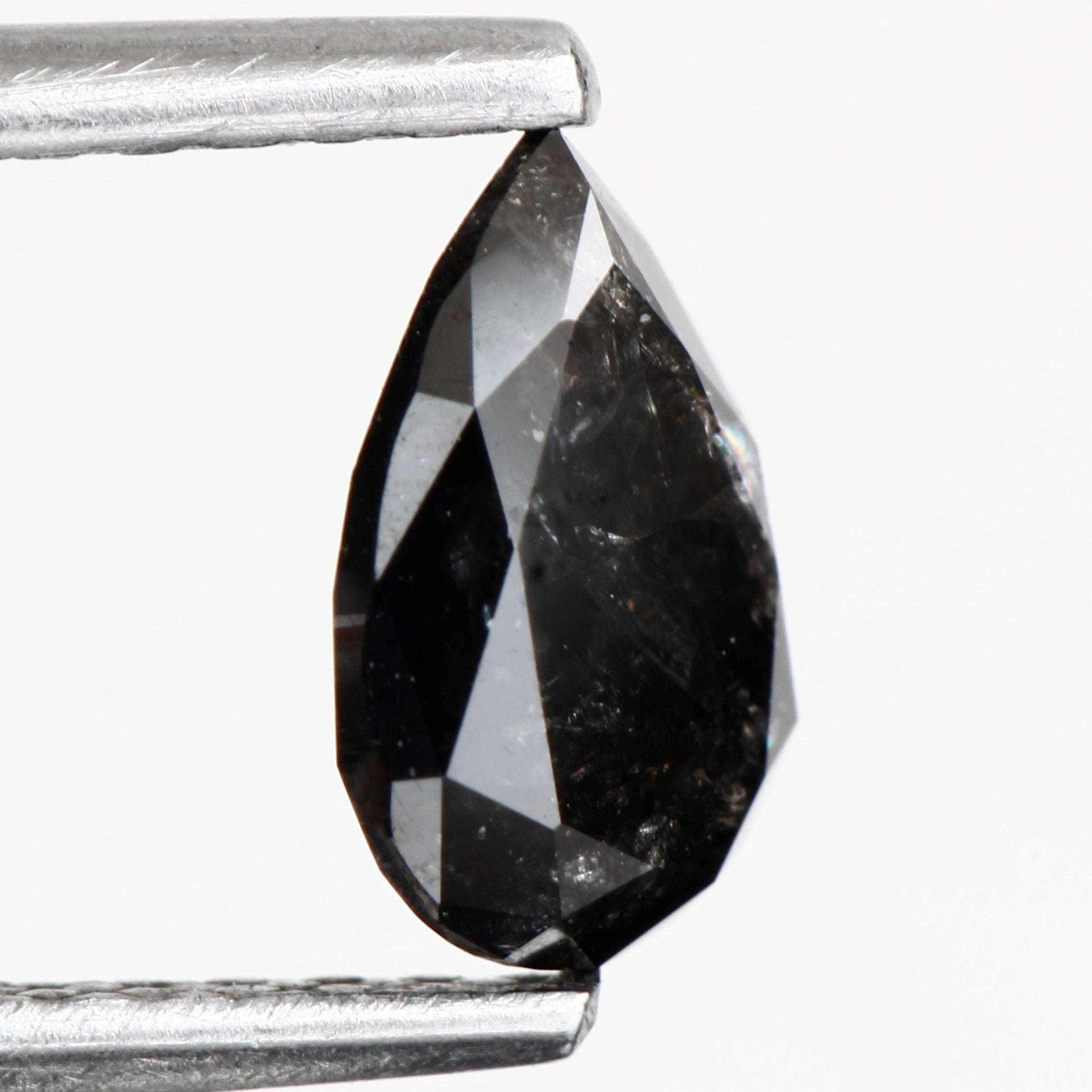 0.68 Carat Fancy Black Pear Salt and Pepper Diamond 6.94 MM