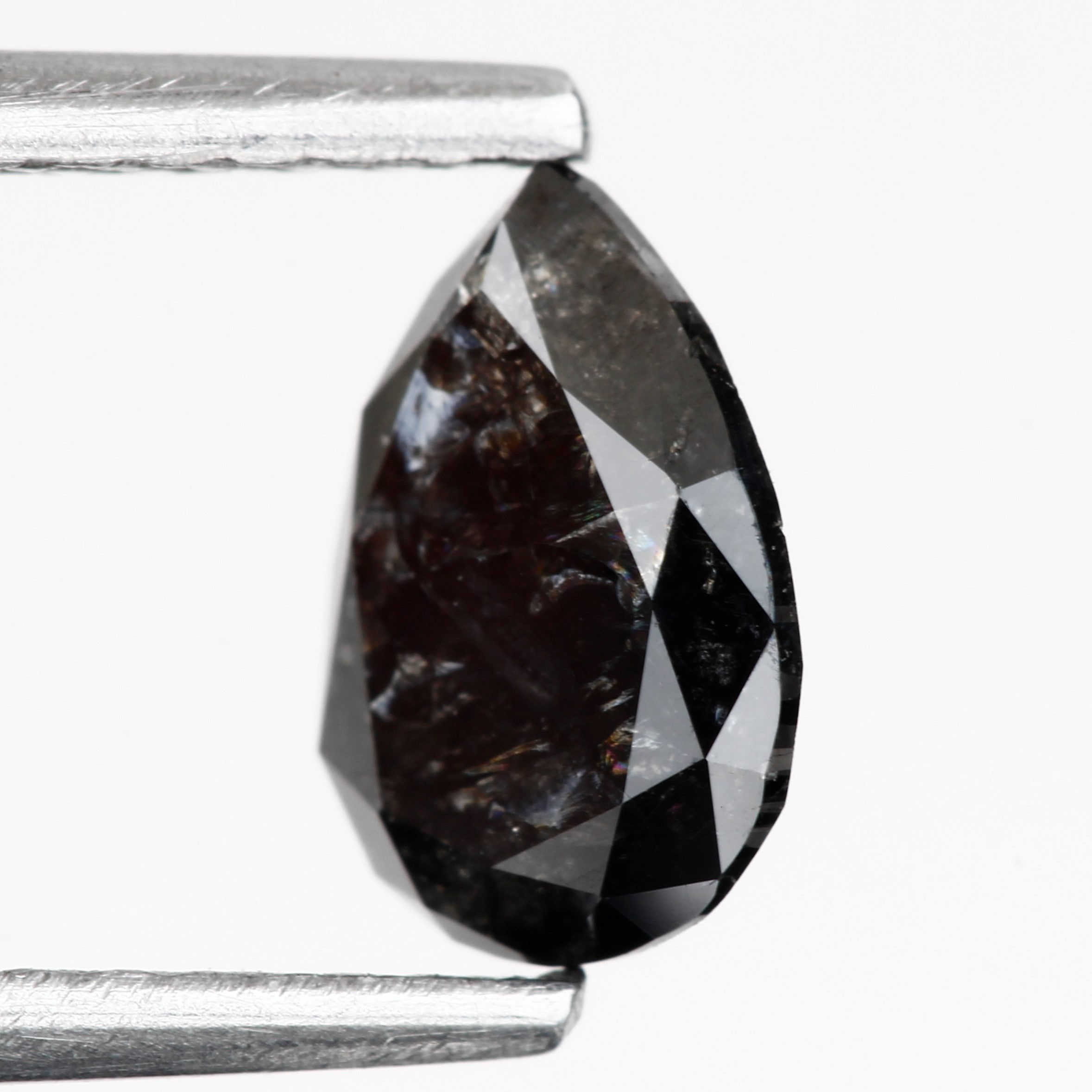 0.68 Carat Fancy Black Pear Salt and Pepper Diamond 6.94 MM