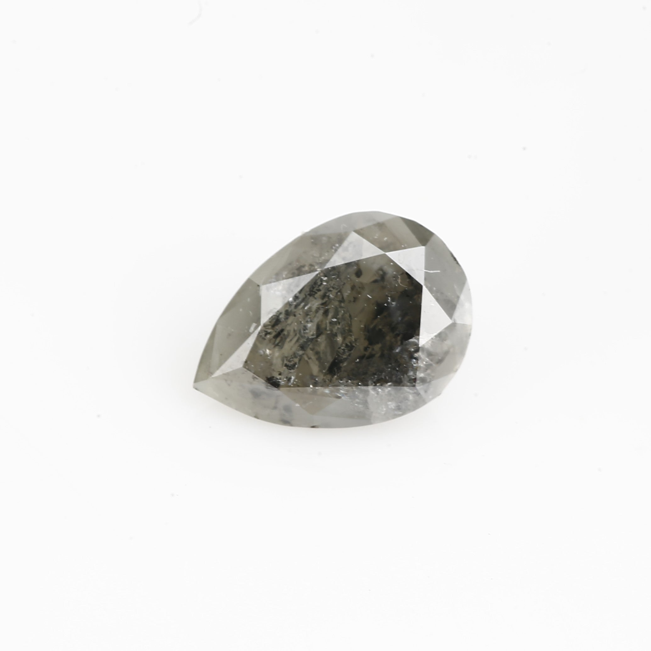 0.85 Carat Fancy Gray Pear Salt and Pepper Diamond 7.37 MM