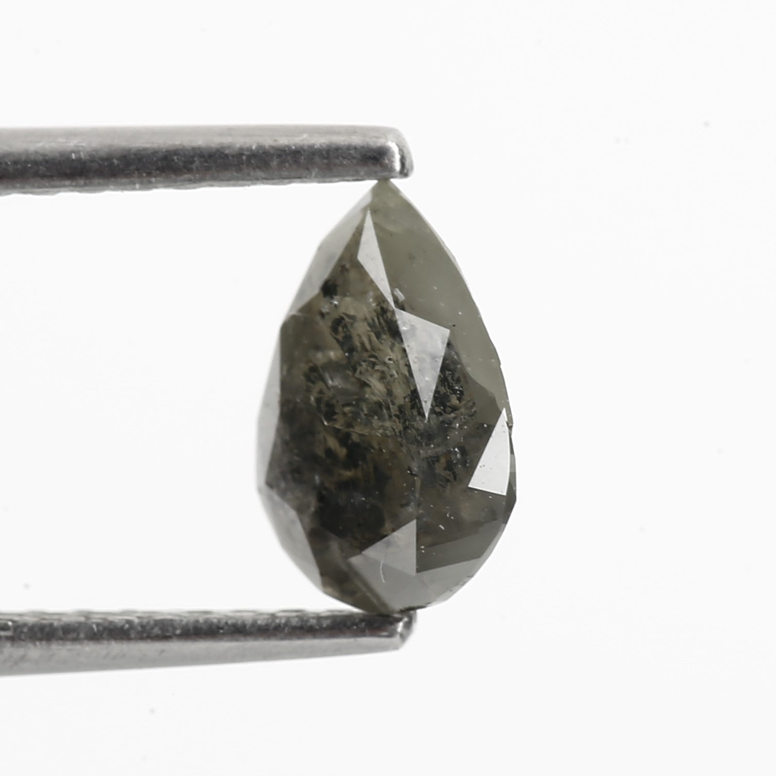 0.85 Carat Fancy Gray Pear Salt and Pepper Diamond 7.37 MM