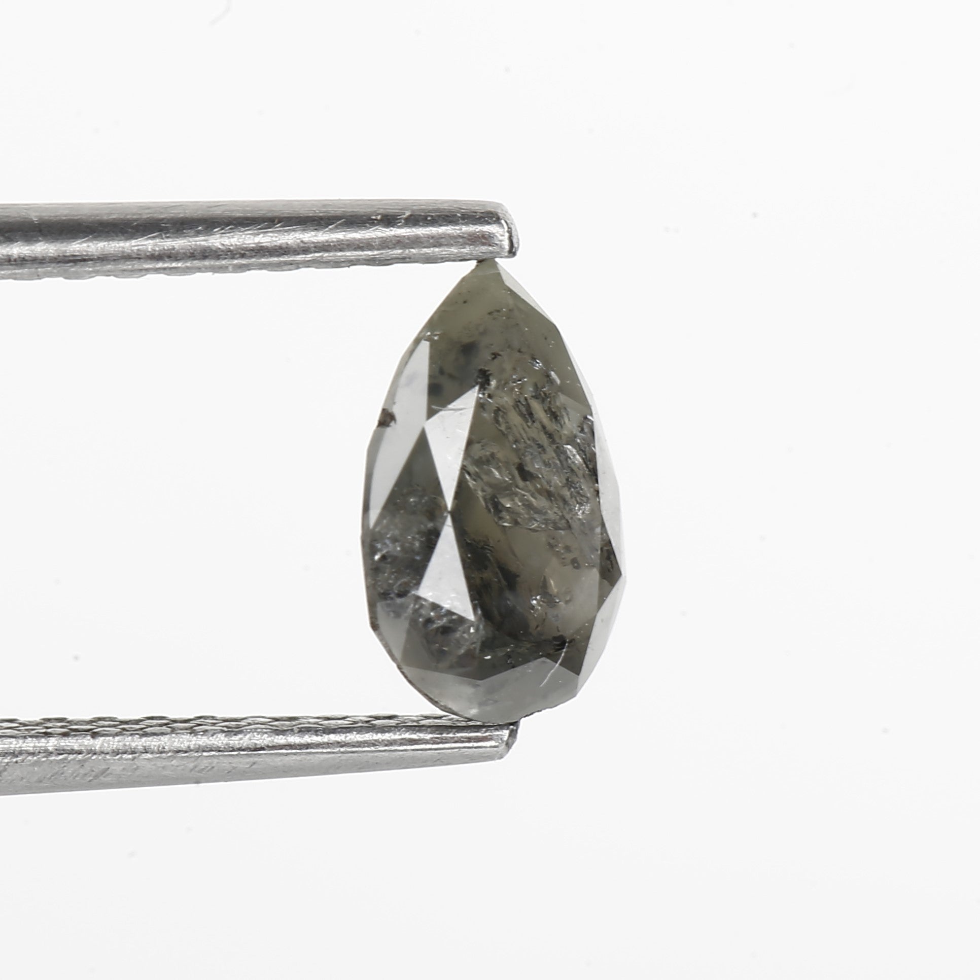 0.85 Carat Fancy Gray Pear Salt and Pepper Diamond 7.37 MM