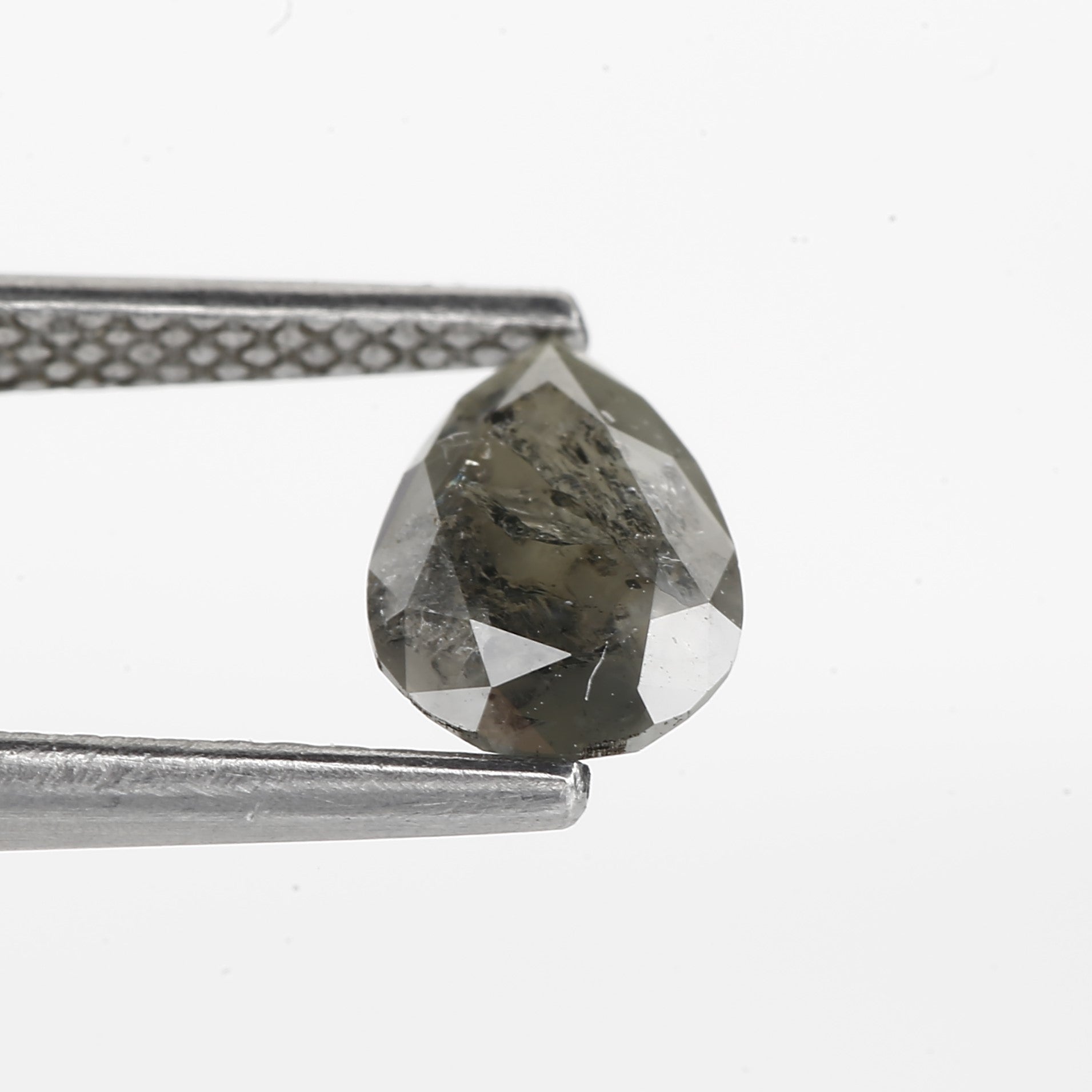 0.85 Carat Fancy Gray Pear Salt and Pepper Diamond 7.37 MM