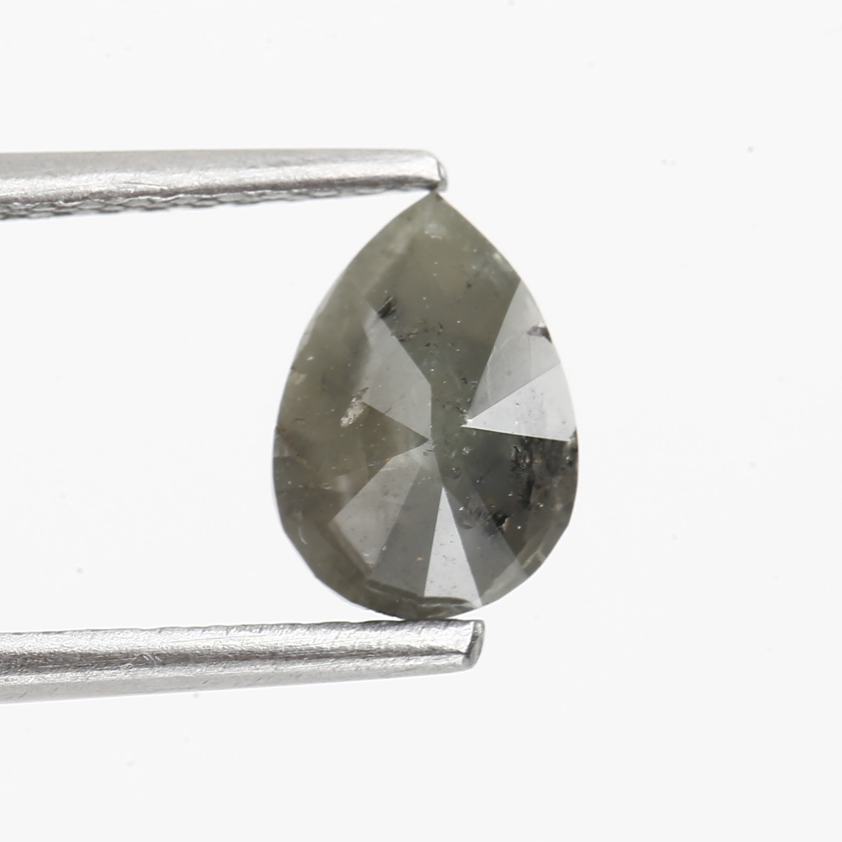 0.85 Carat Fancy Gray Pear Salt and Pepper Diamond 7.37 MM