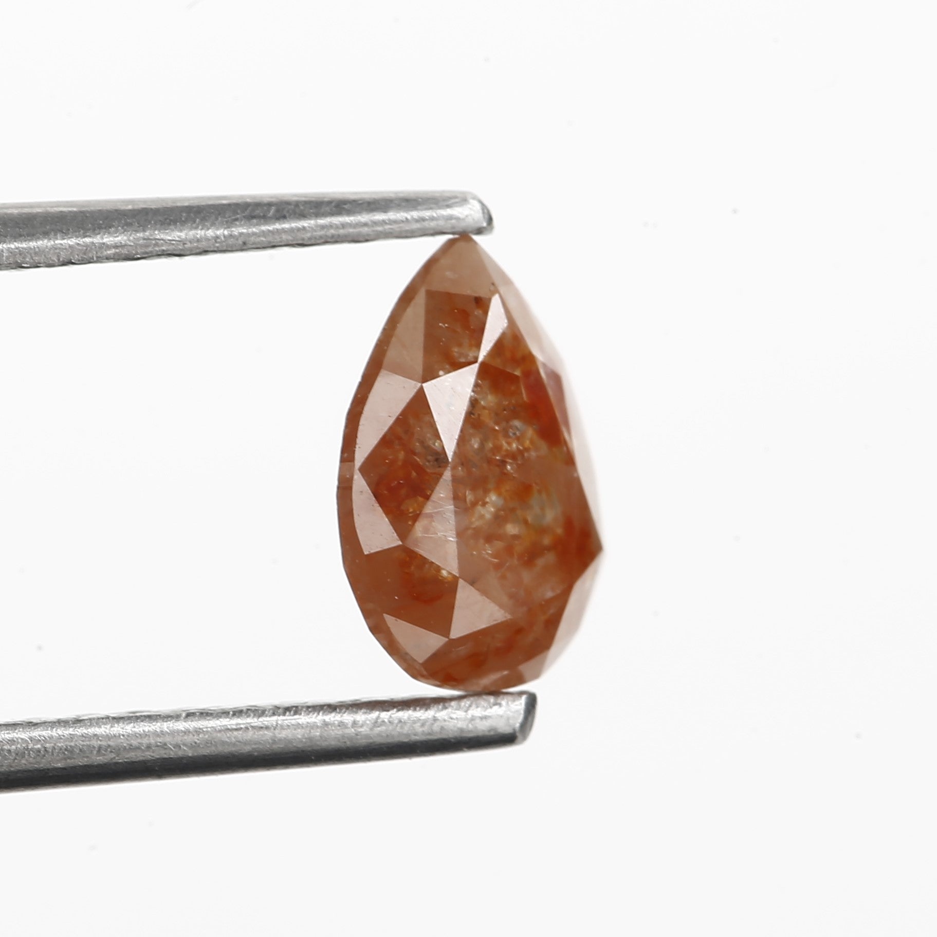 0.79 Carat Fancy Orange Pear Salt and Pepper Diamond 7.12 MM