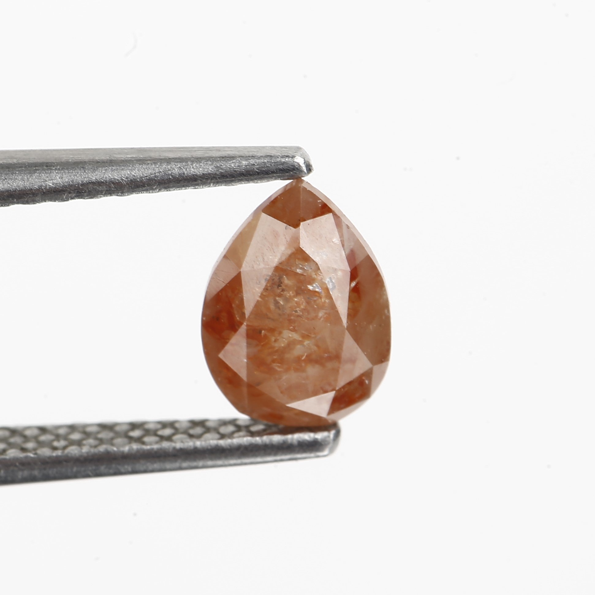 0.79 Carat Fancy Orange Pear Salt and Pepper Diamond 7.12 MM