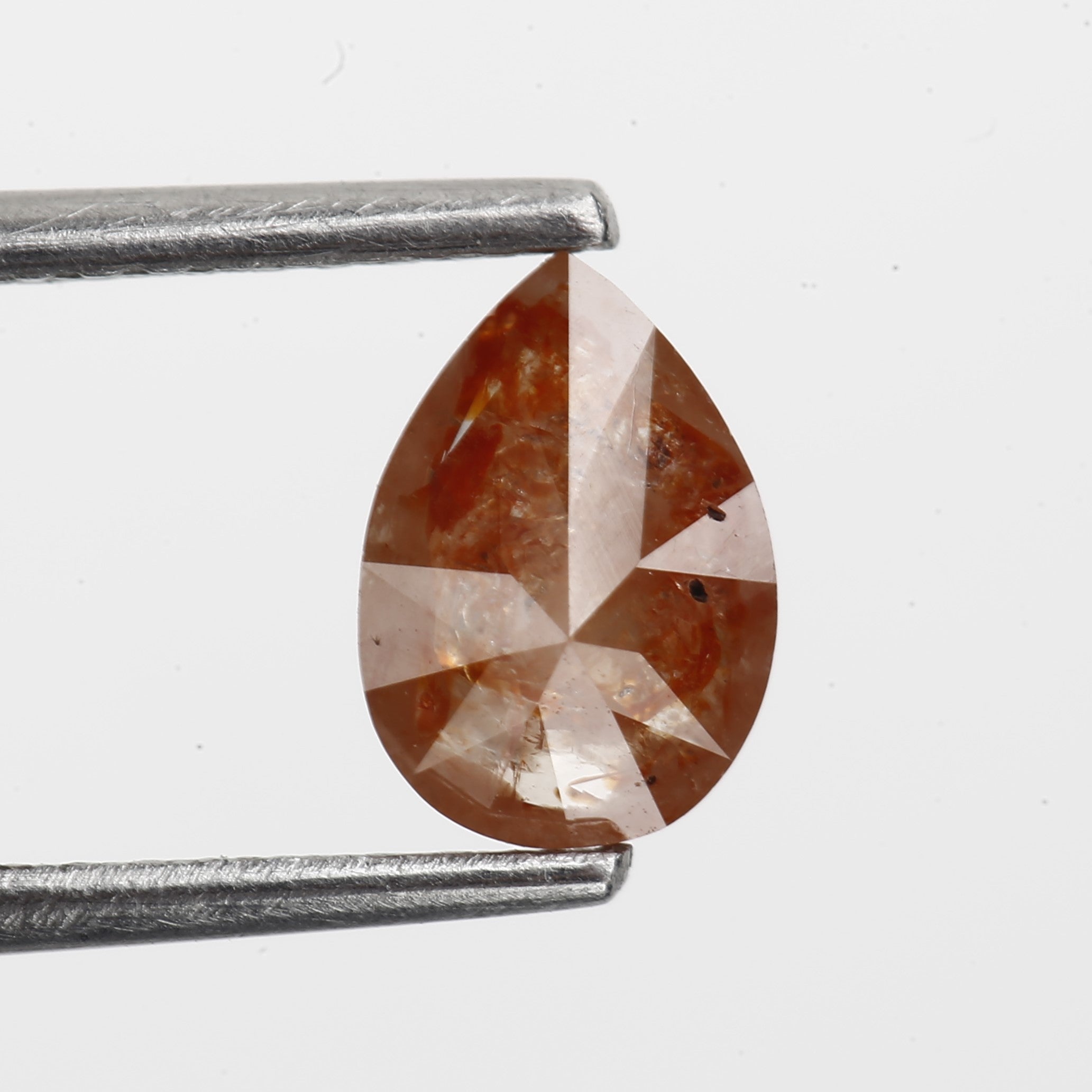 0.79 Carat Fancy Orange Pear Salt and Pepper Diamond 7.12 MM