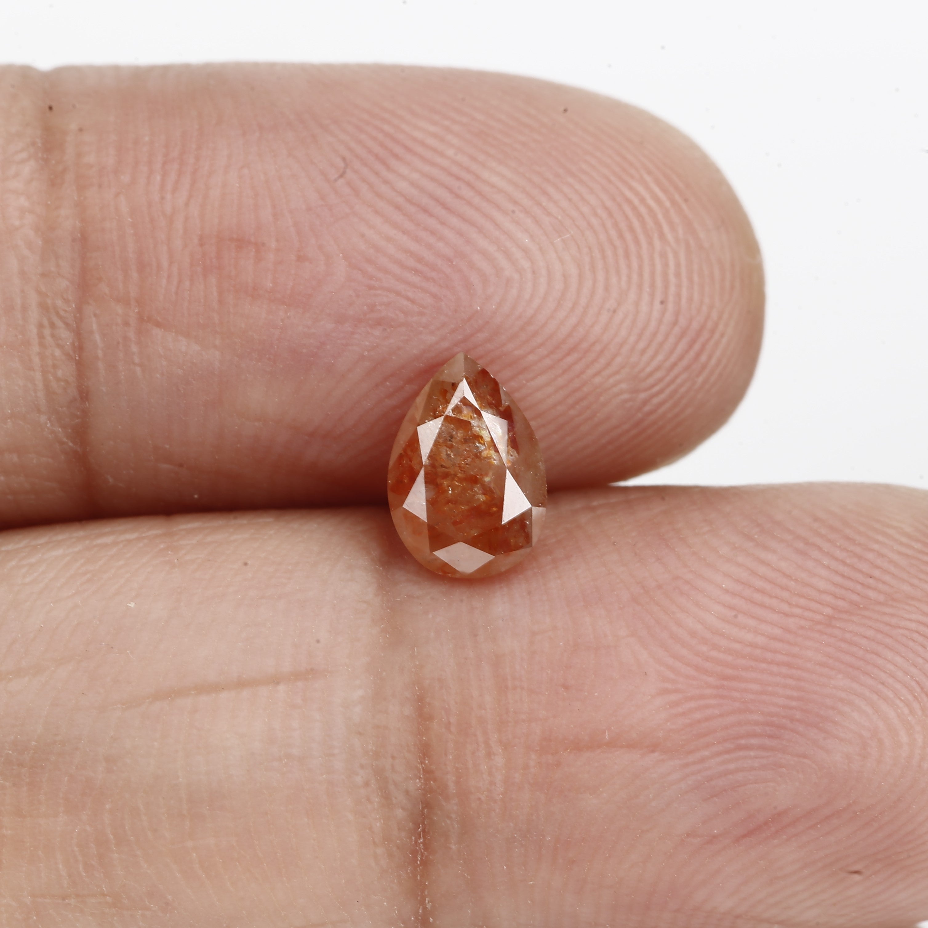 0.79 Carat Fancy Orange Pear Salt and Pepper Diamond 7.12 MM