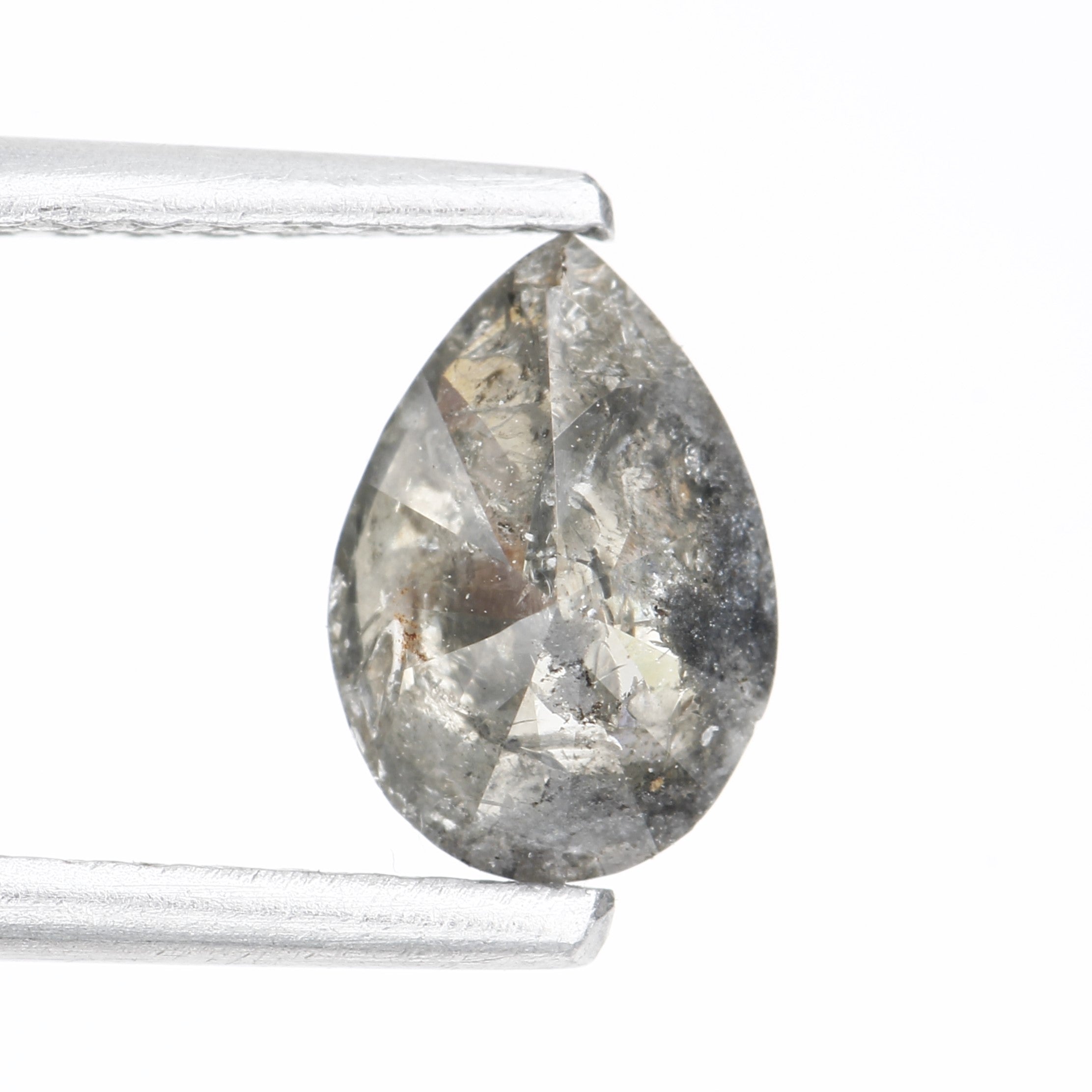 0.62 Carat Natural Gray Pear Salt and Pepper Diamond 6.96 MM
