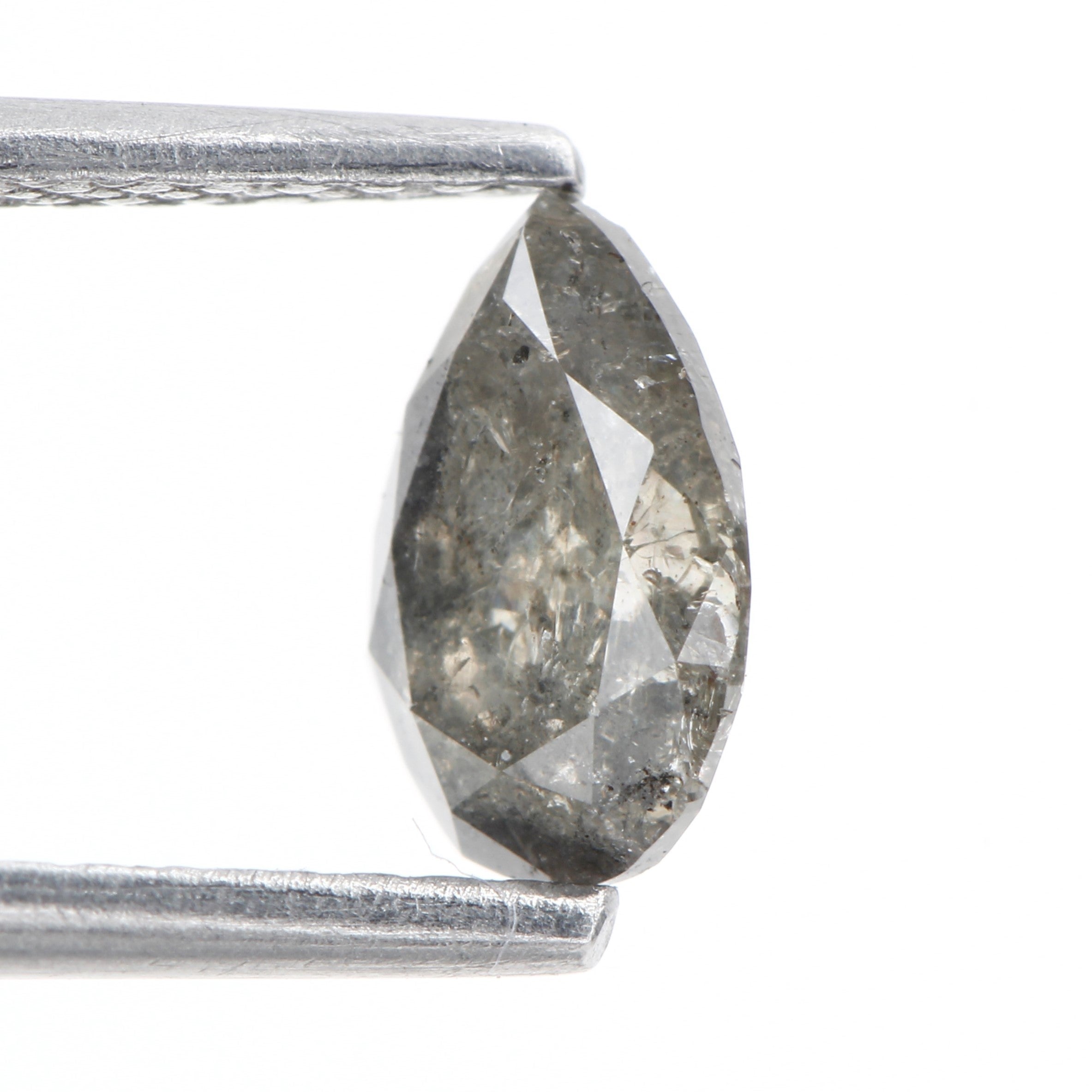 0.62 Carat Natural Gray Pear Salt and Pepper Diamond 6.96 MM