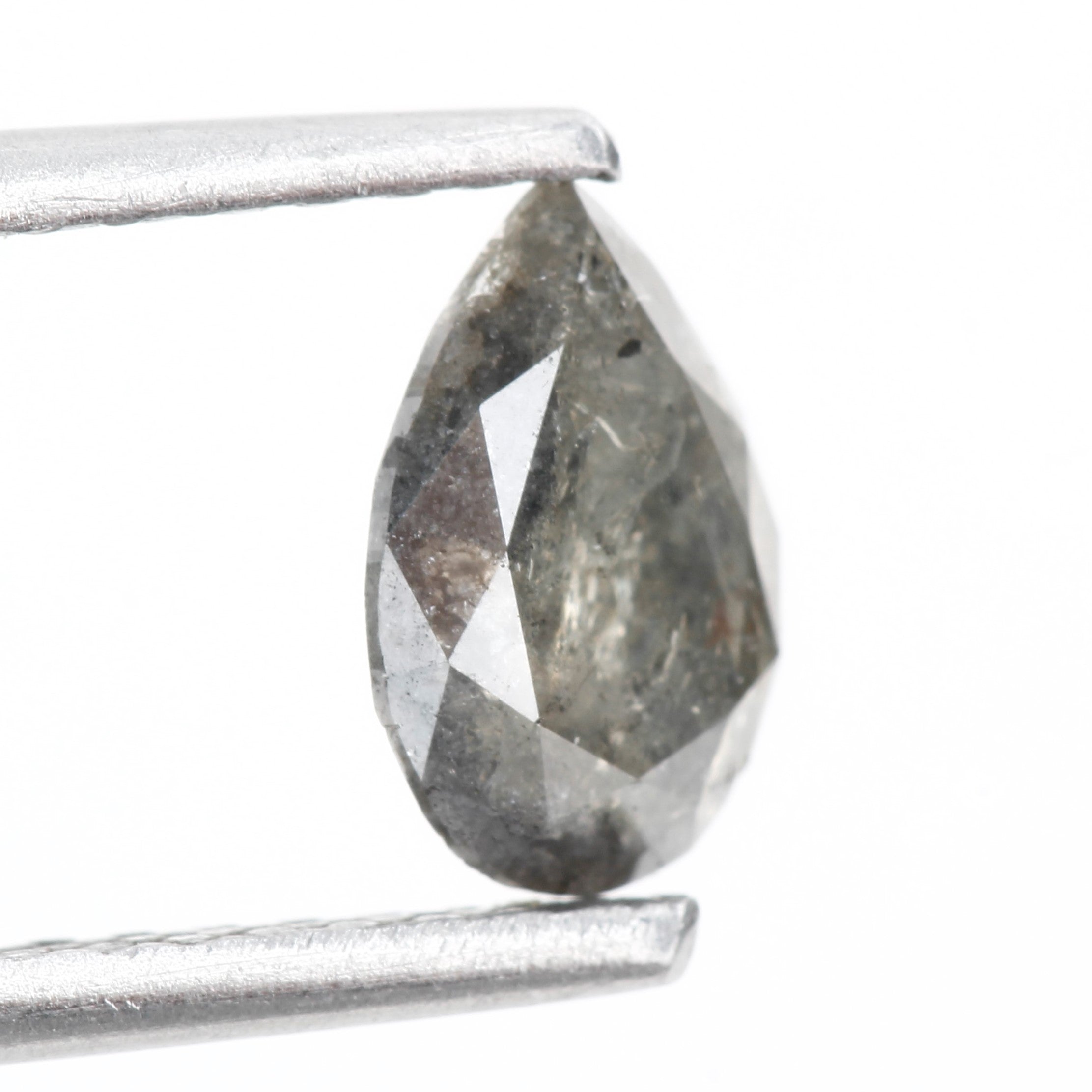 0.62 Carat Natural Gray Pear Salt and Pepper Diamond 6.96 MM