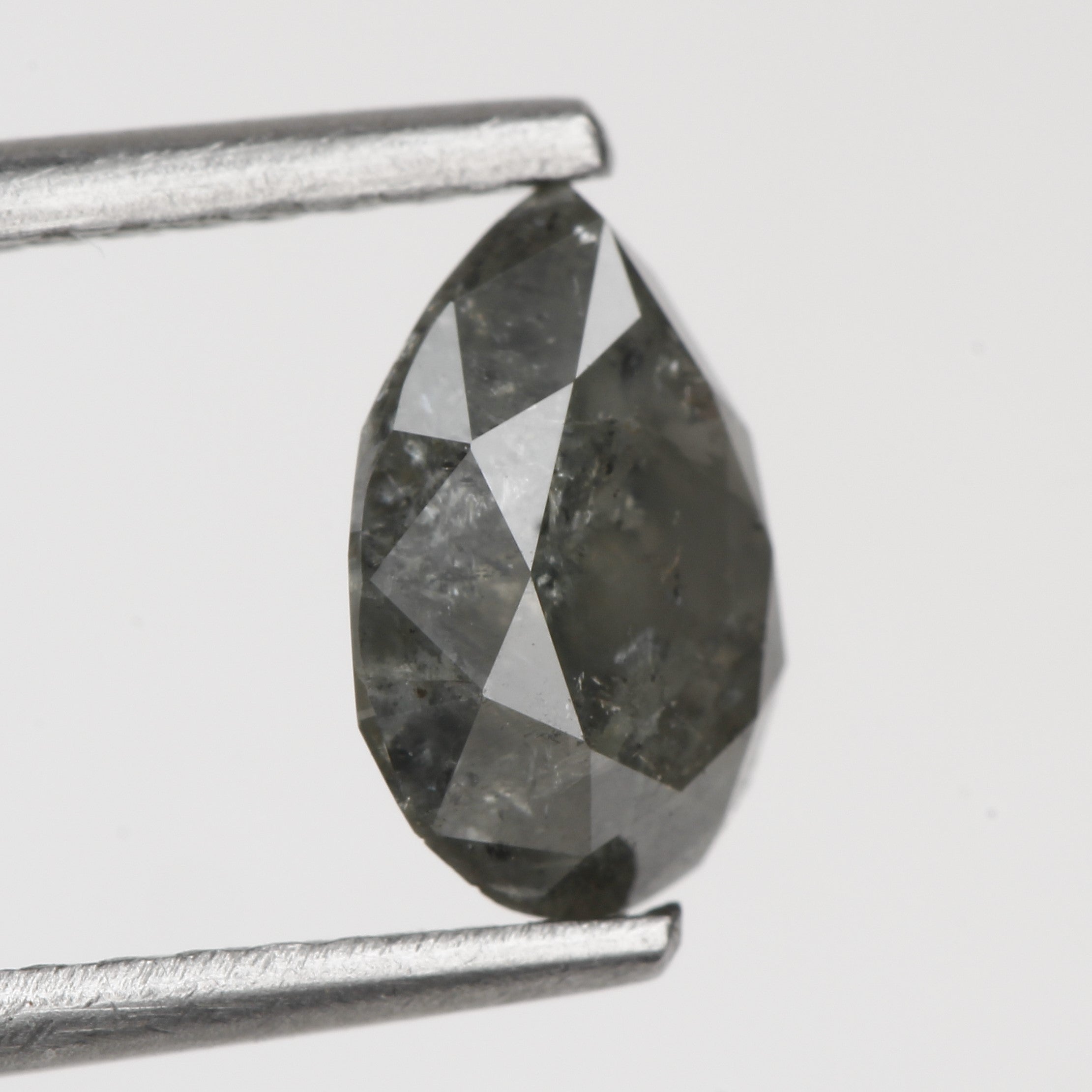 1 Carat Natural Gray Pear Salt and Pepper Diamond 7.44 MM