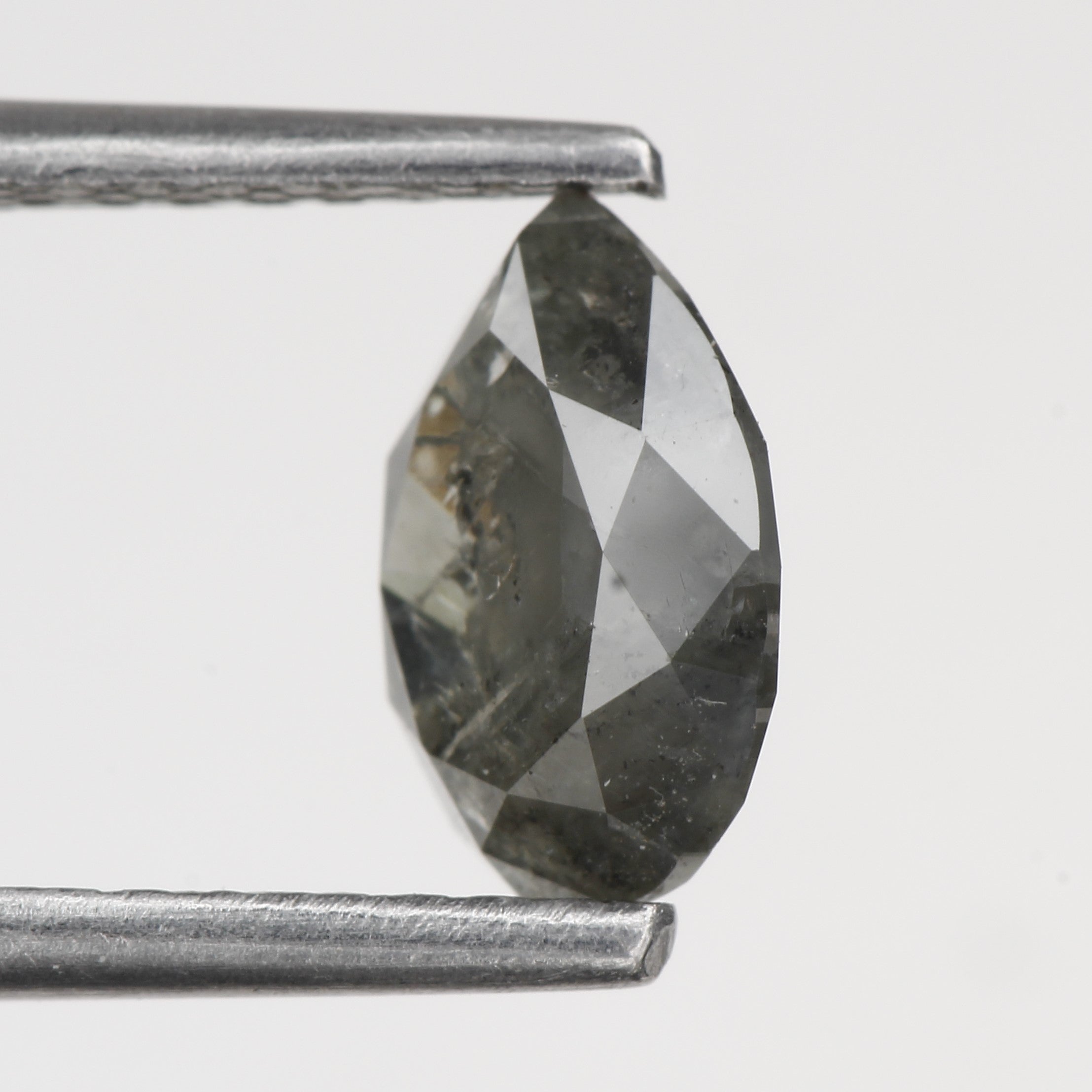 1 Carat Natural Gray Pear Salt and Pepper Diamond 7.44 MM