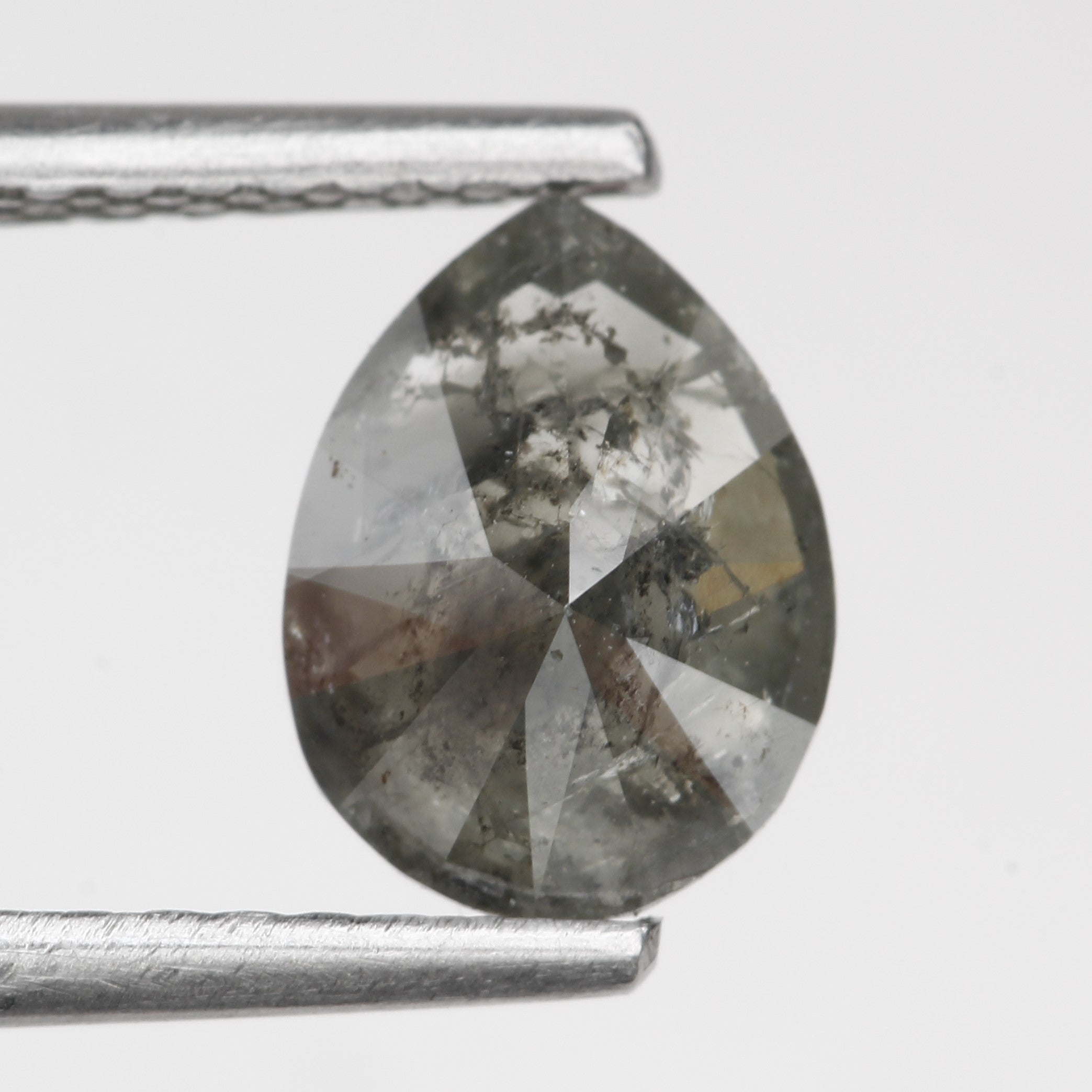 1 Carat Natural Gray Pear Salt and Pepper Diamond 7.44 MM