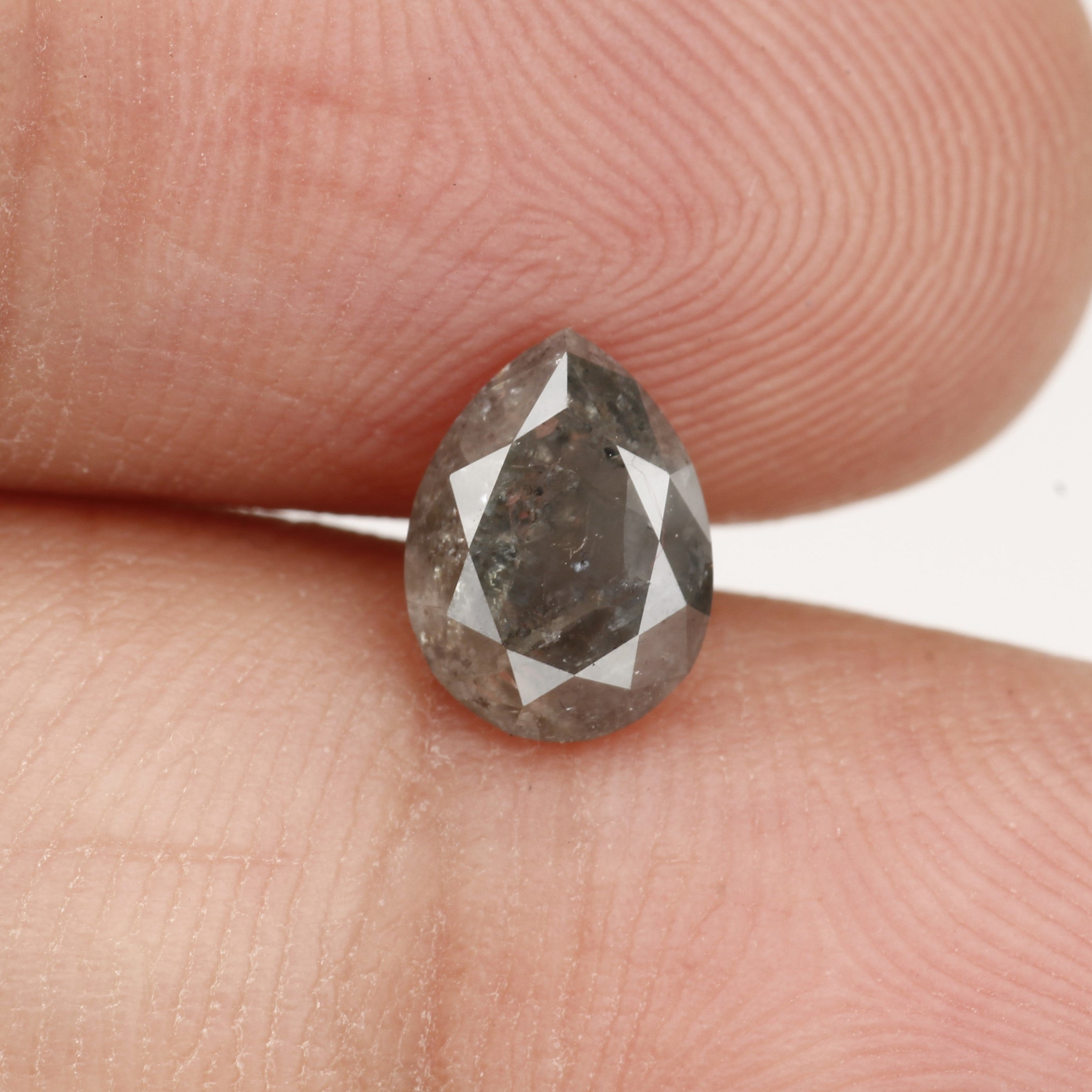 1 Carat Natural Gray Pear Salt and Pepper Diamond 7.44 MM
