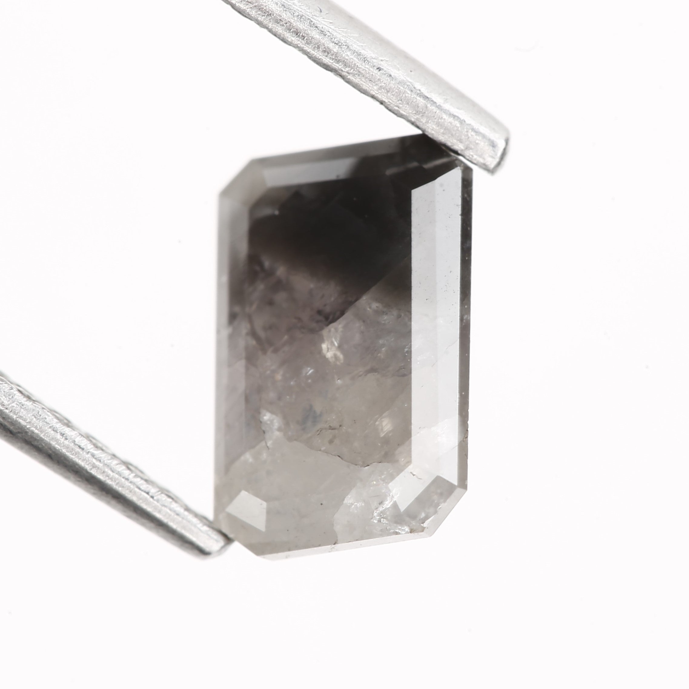 0.89 Carat 7.18 MM Rustic Gray Emerald Salt and Pepper Diamond - Blackdiamond