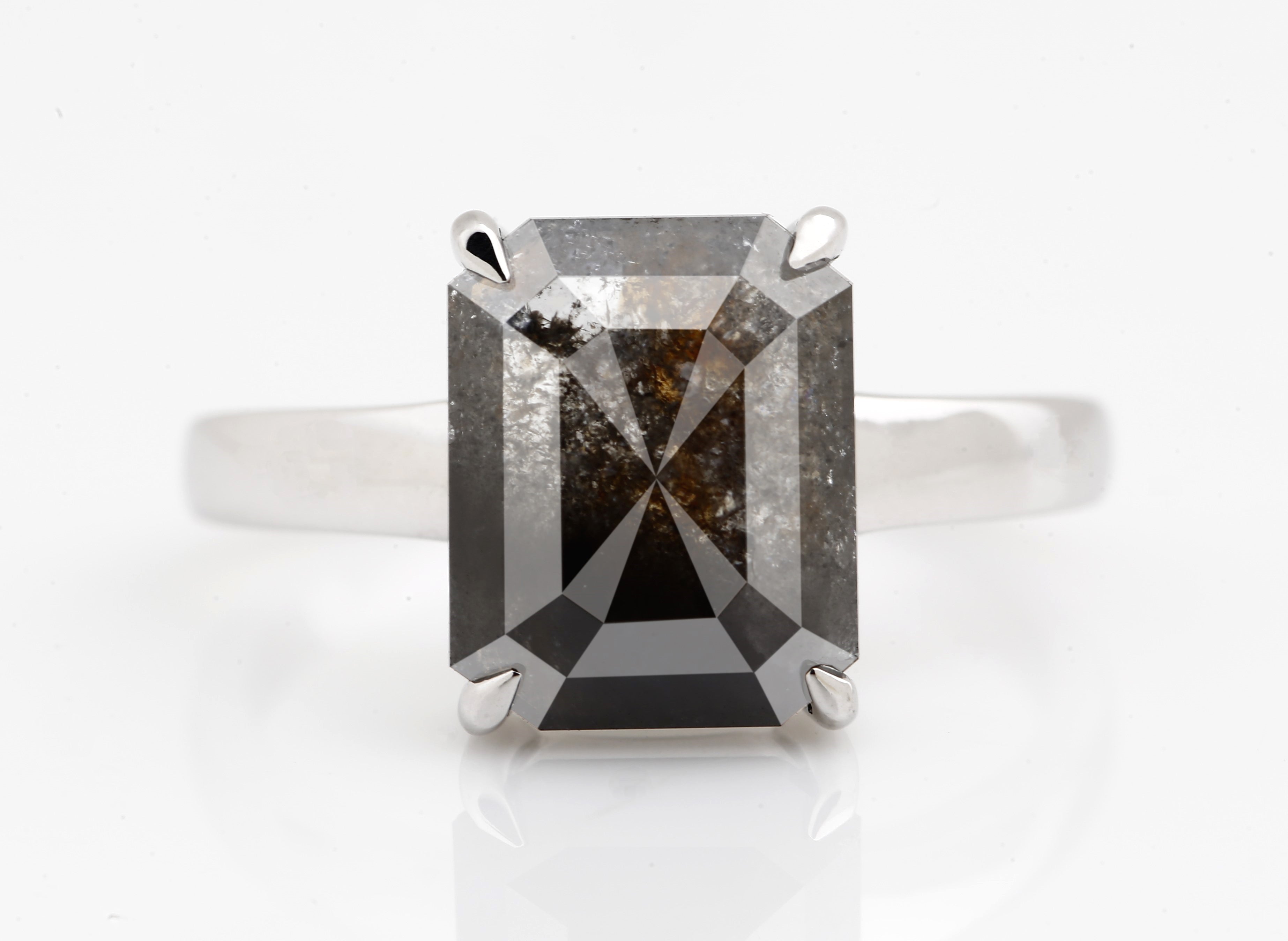 unique salt and pepper emerald ring