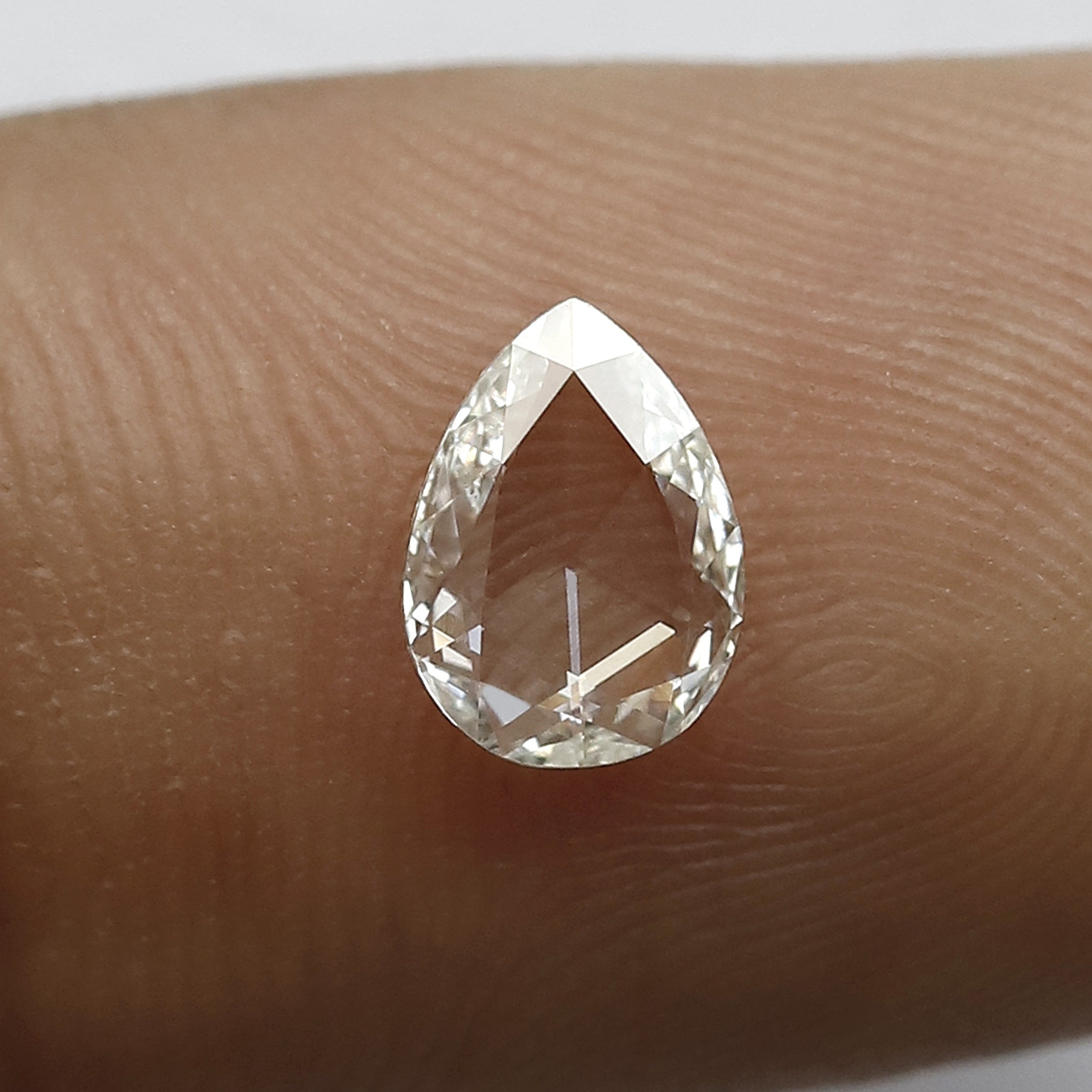 0.31 Carat White Pear Rose Cut FG Color VS Clarity Diamond 6 MM