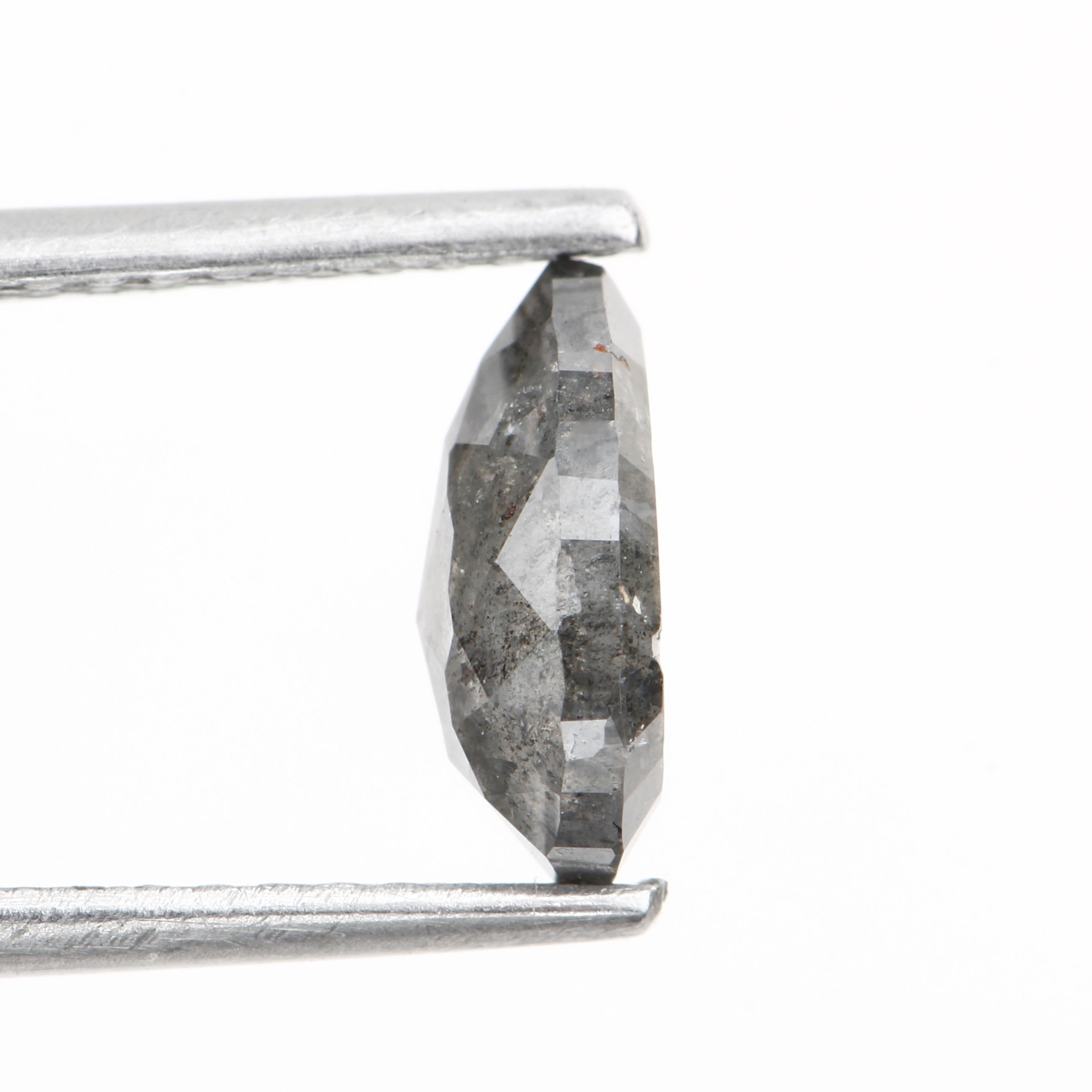 1.22 Carat Natural Diamond Gray Rose Cut Salt and Pepper Pear Diamond 8 MM