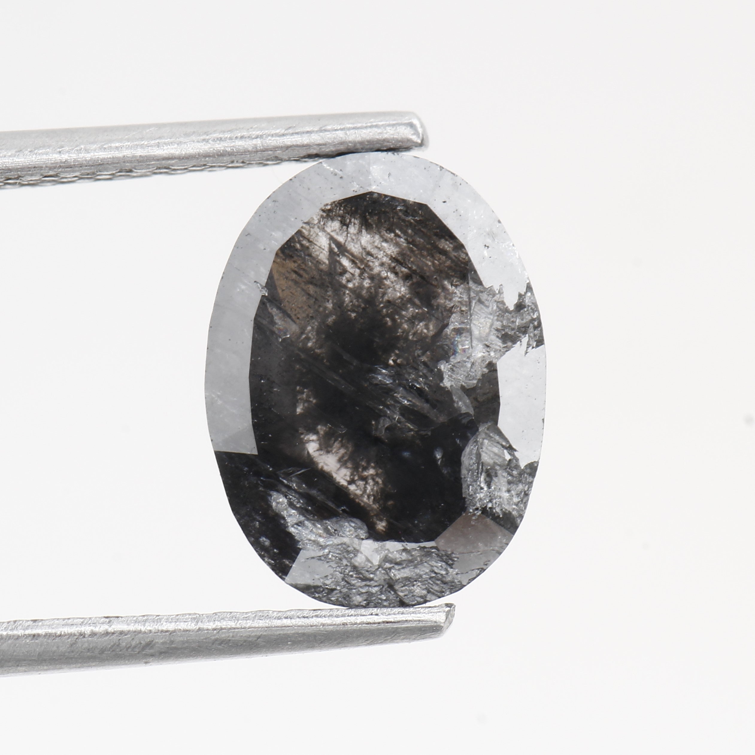 1.71 Carat Oval Gray Rose Cut Diamond 9.81 MM