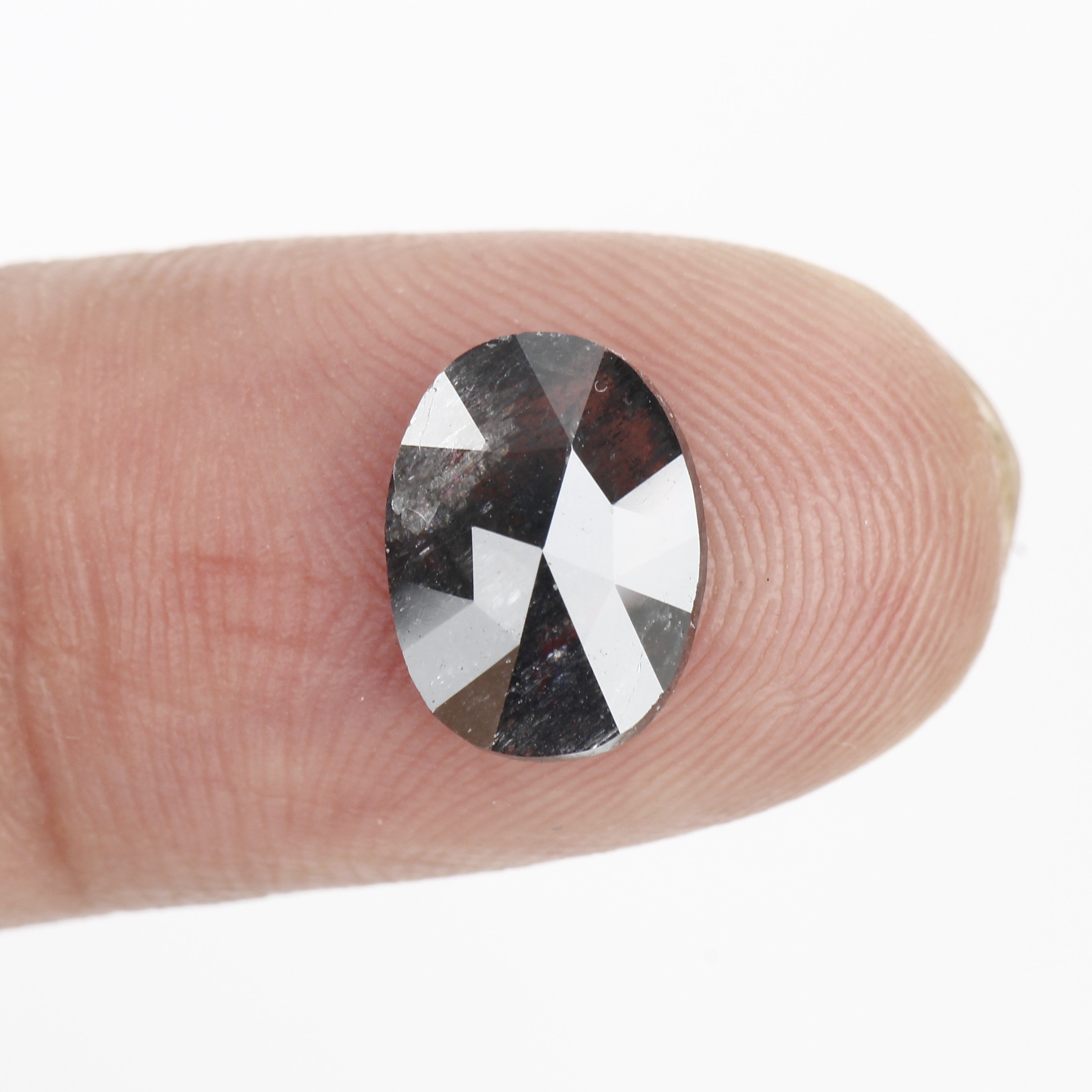 1.71 Carat Oval Gray Rose Cut Diamond 9.81 MM