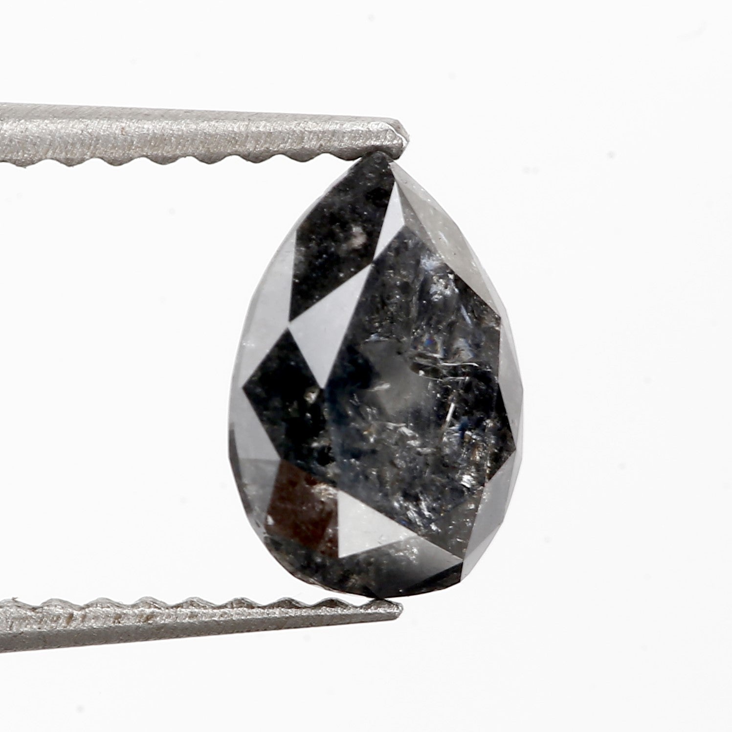 1.11 Carat Natural Gray Pear Salt and Pepper Diamond 7.64 MM