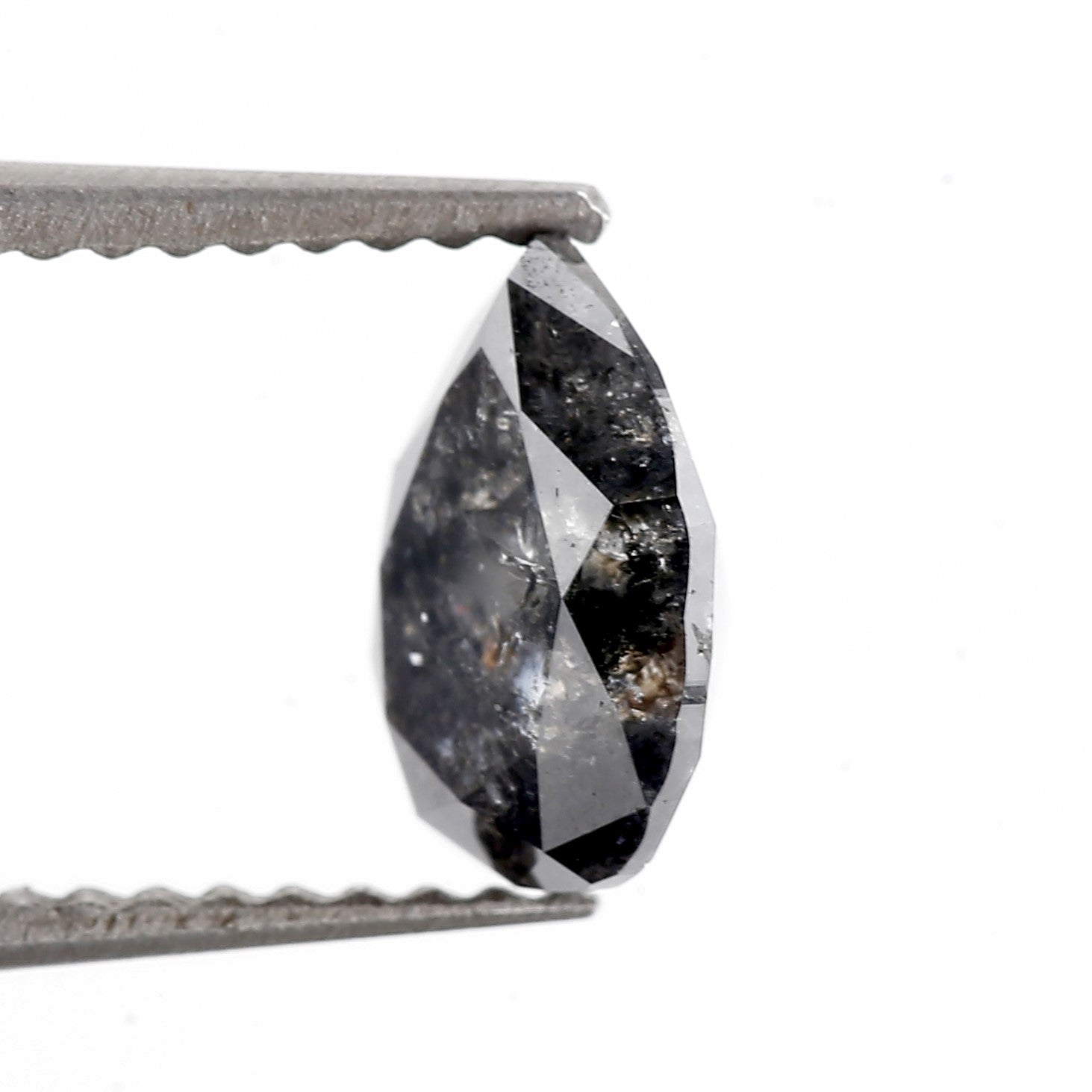 1.11 Carat Natural Gray Pear Salt and Pepper Diamond 7.64 MM