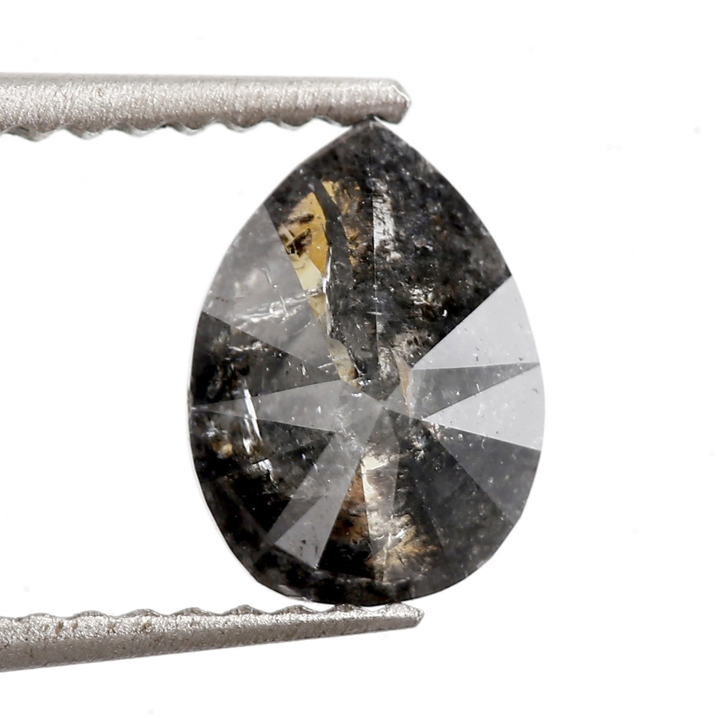 1.11 Carat Natural Gray Pear Salt and Pepper Diamond 7.64 MM