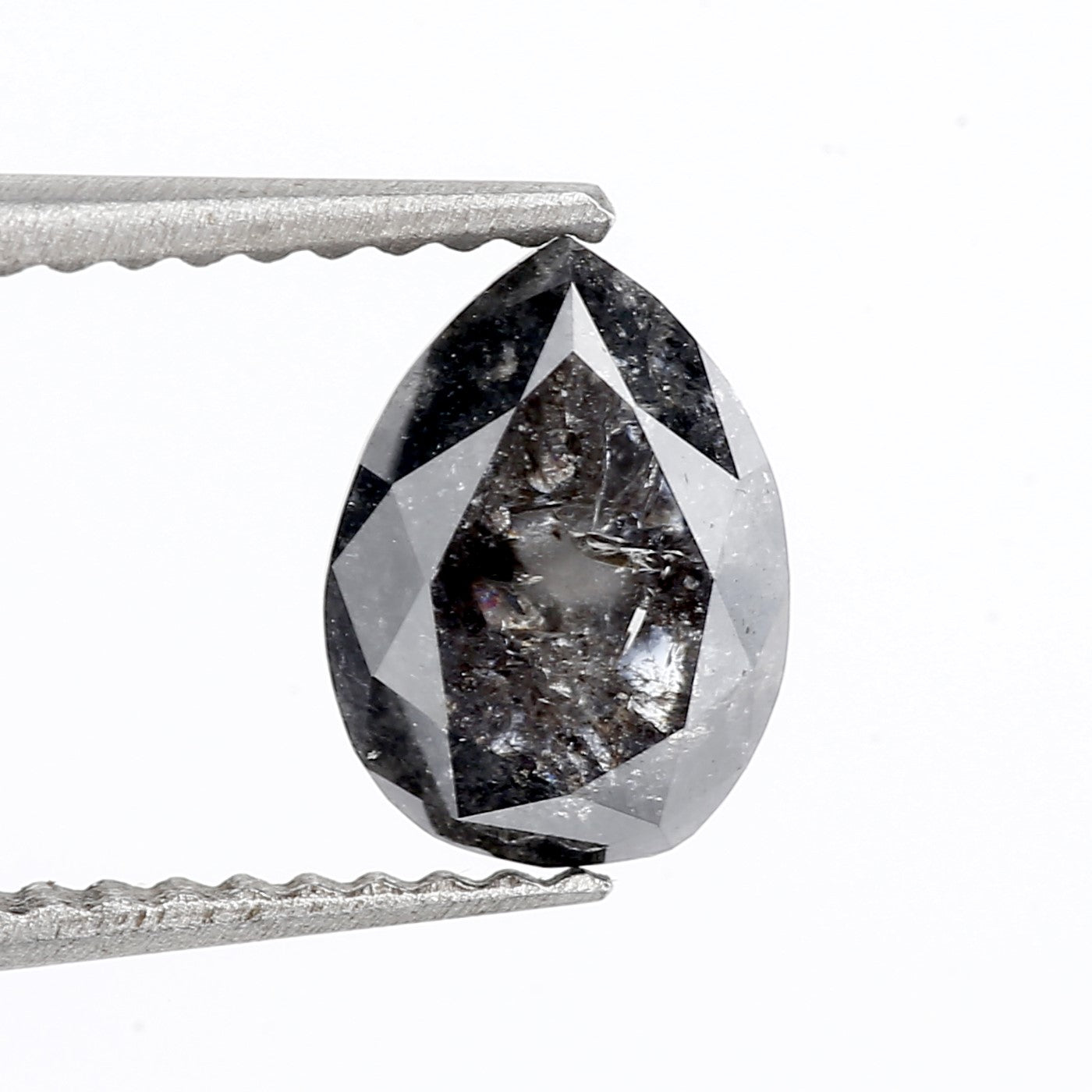 1.11 Carat Natural Gray Pear Salt and Pepper Diamond 7.64 MM