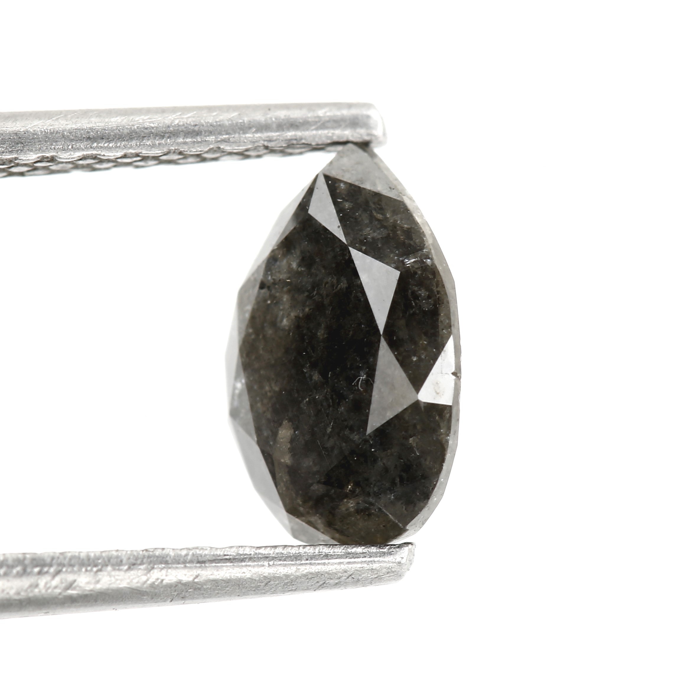 1.04 Carat Gray Pear Salt and Pepper Diamond 7.69 MM