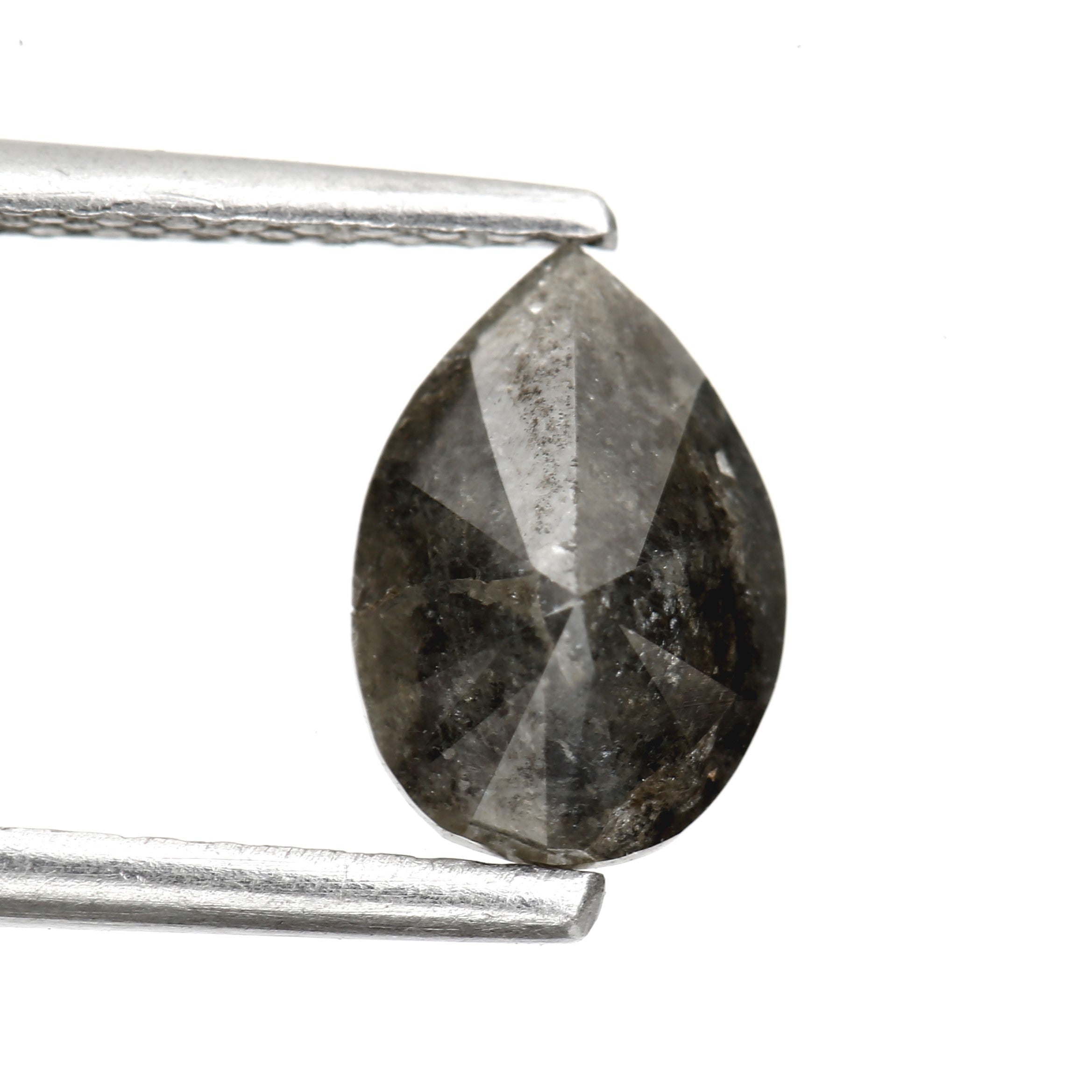 1.04 Carat Gray Pear Salt and Pepper Diamond 7.69 MM