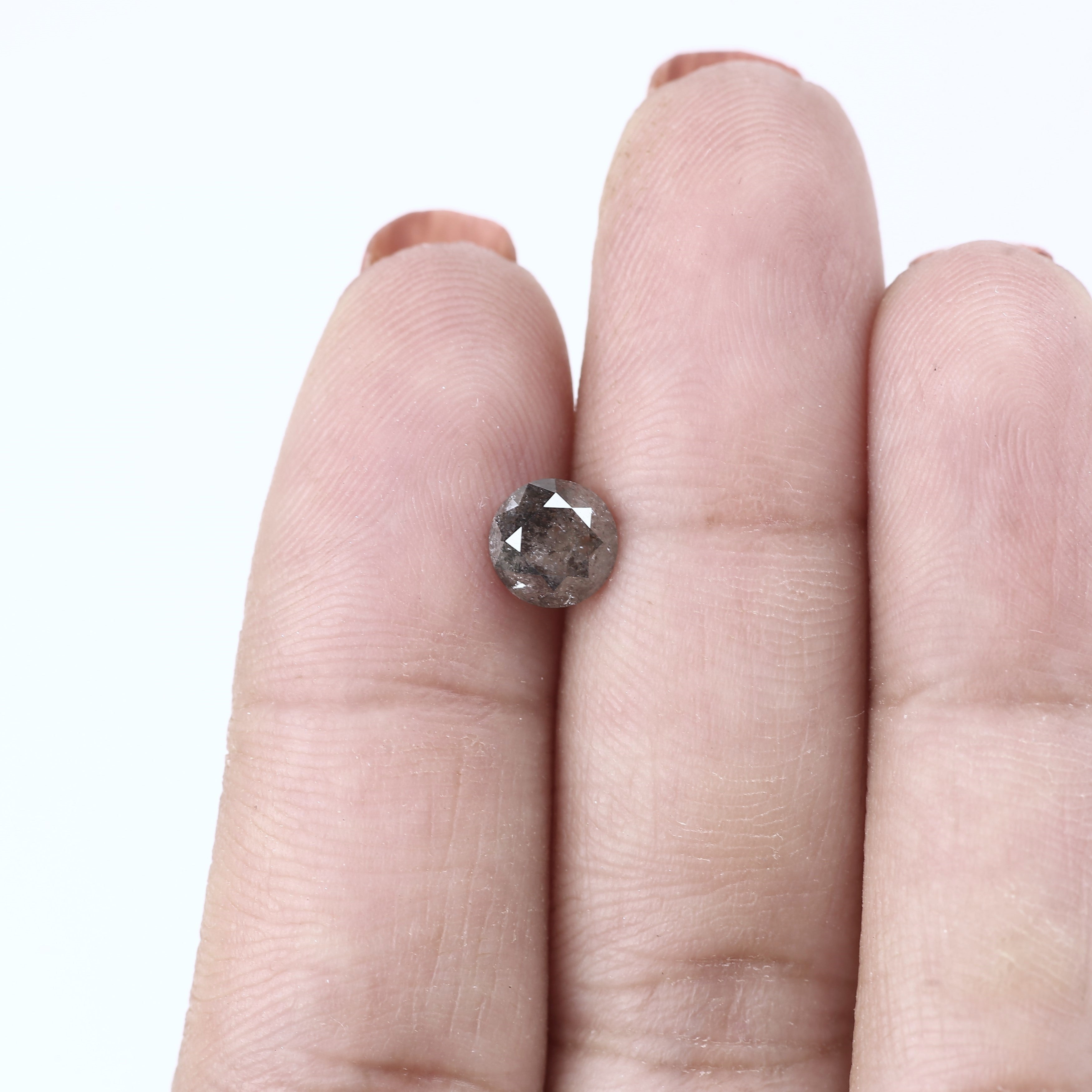 0.93 Ct Salt and Pepper Gray Round Diamond 6.18 MM with Natural Speckles