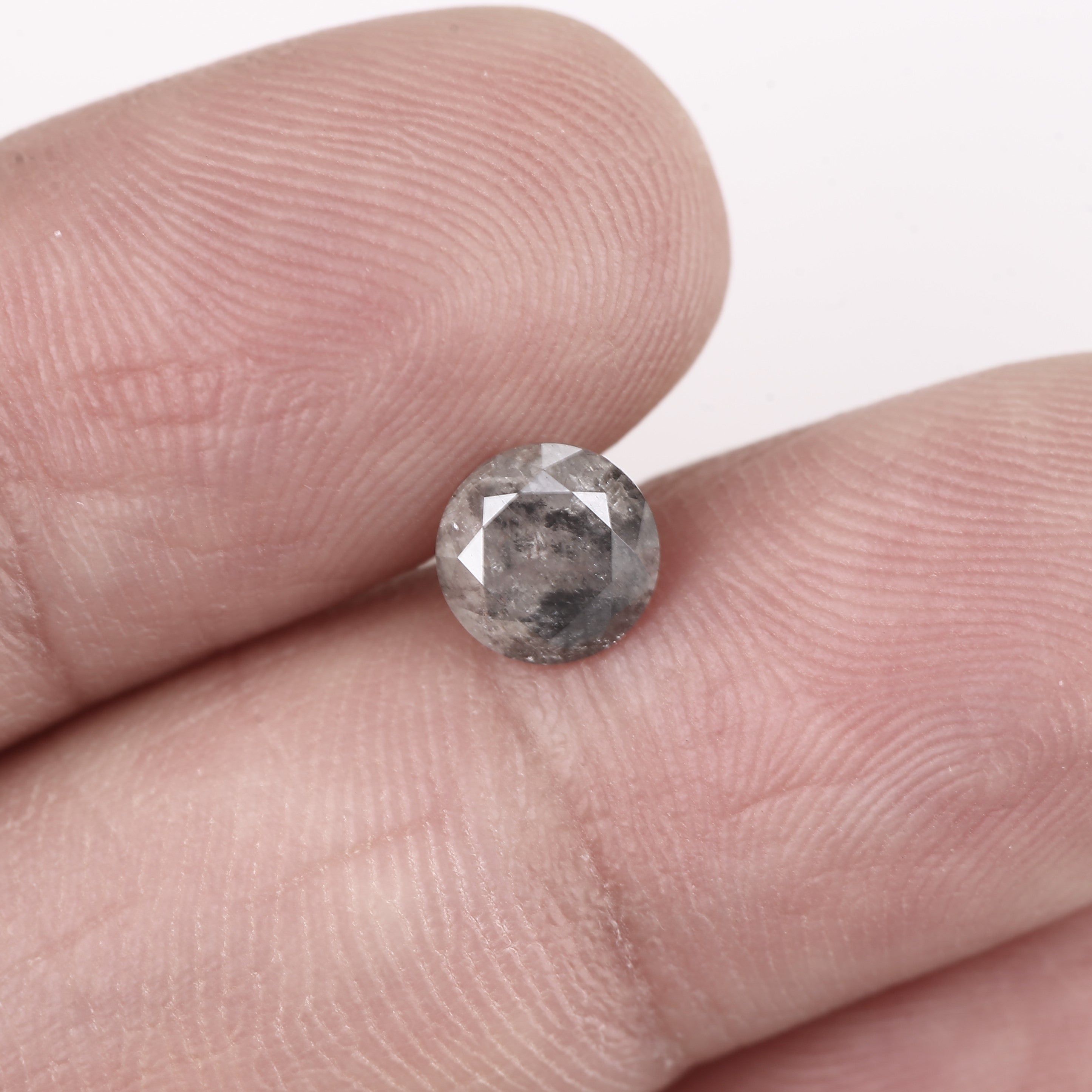 0.87 Ct Icy Grey Salt and Pepper Diamond 6.1 MM Perfect for Custom Jewelry Designs