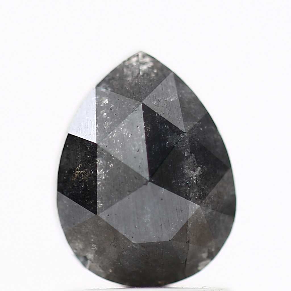 1.26 Carat Natural Black Pear Rose Cut Black Loose Diamond