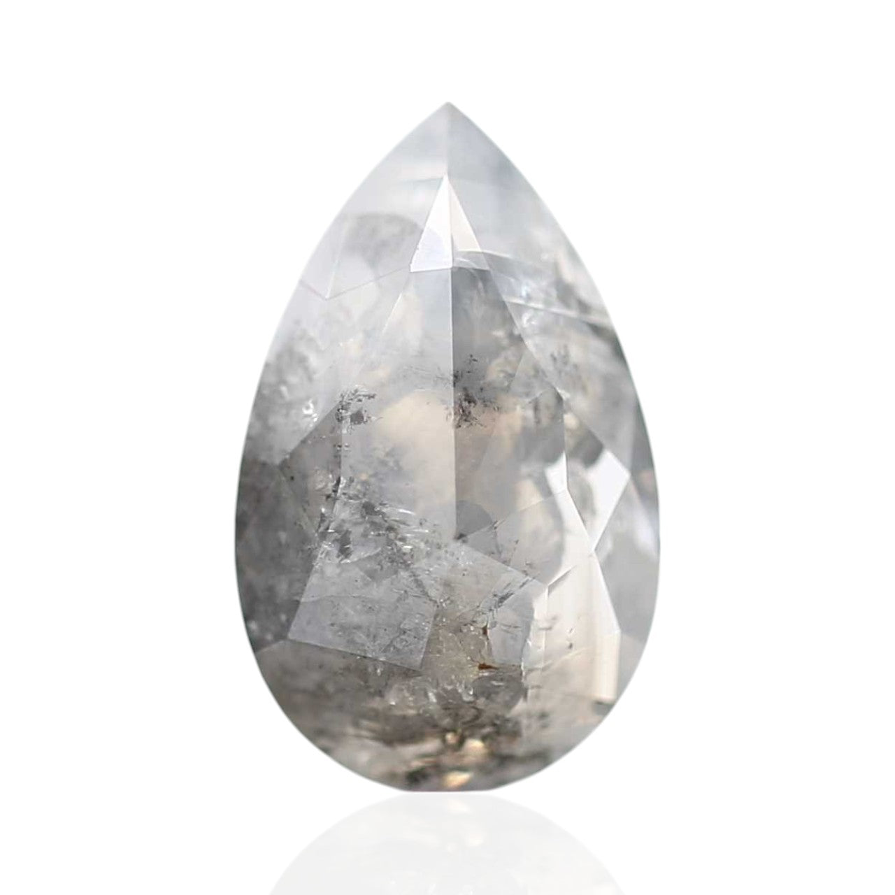 1.46 Carat Natural Icy Salt and Pepper Pear Diamond