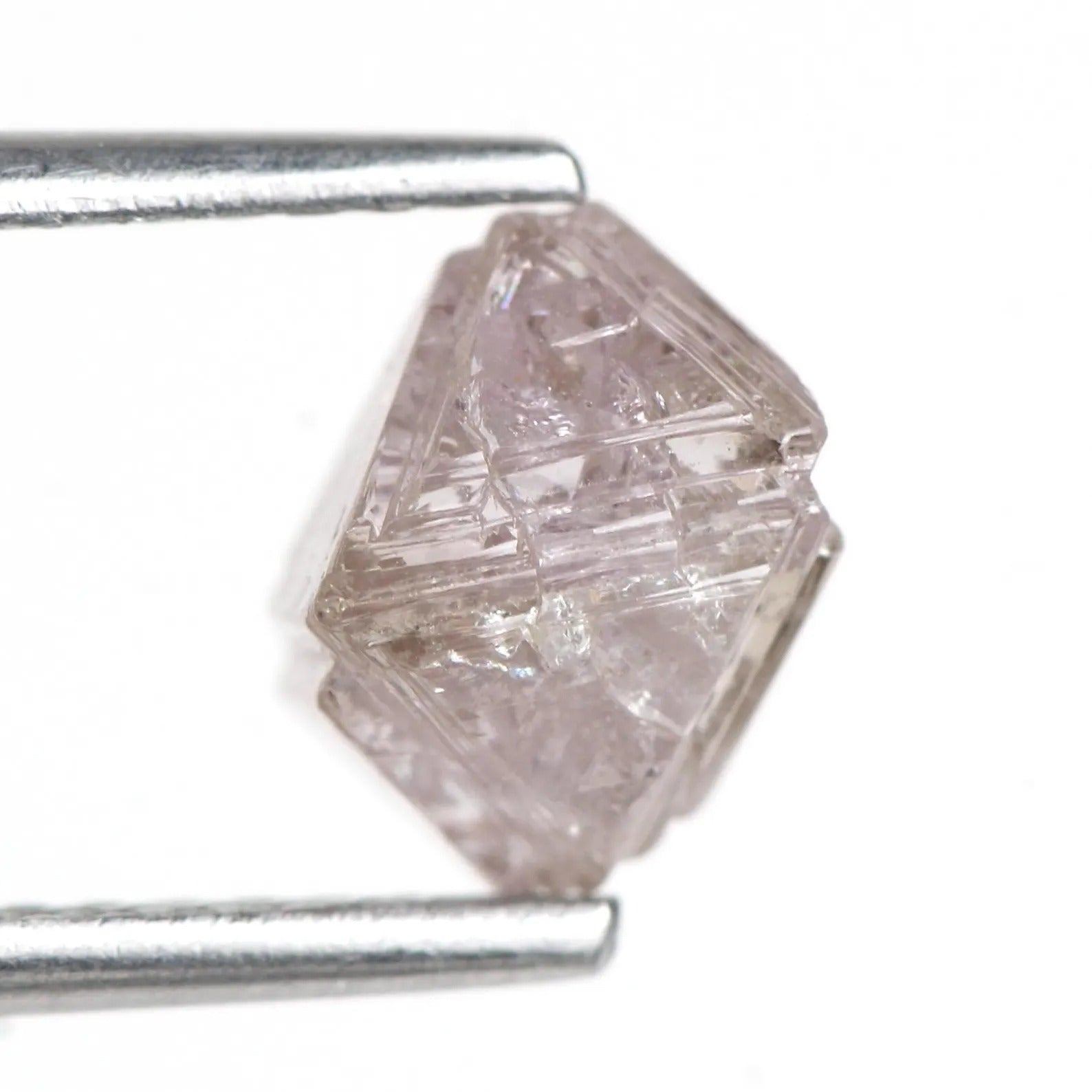 1.78 Carat Natural Pink Purple Raw Rough Octahedron Loose Diamond 6.7 MM