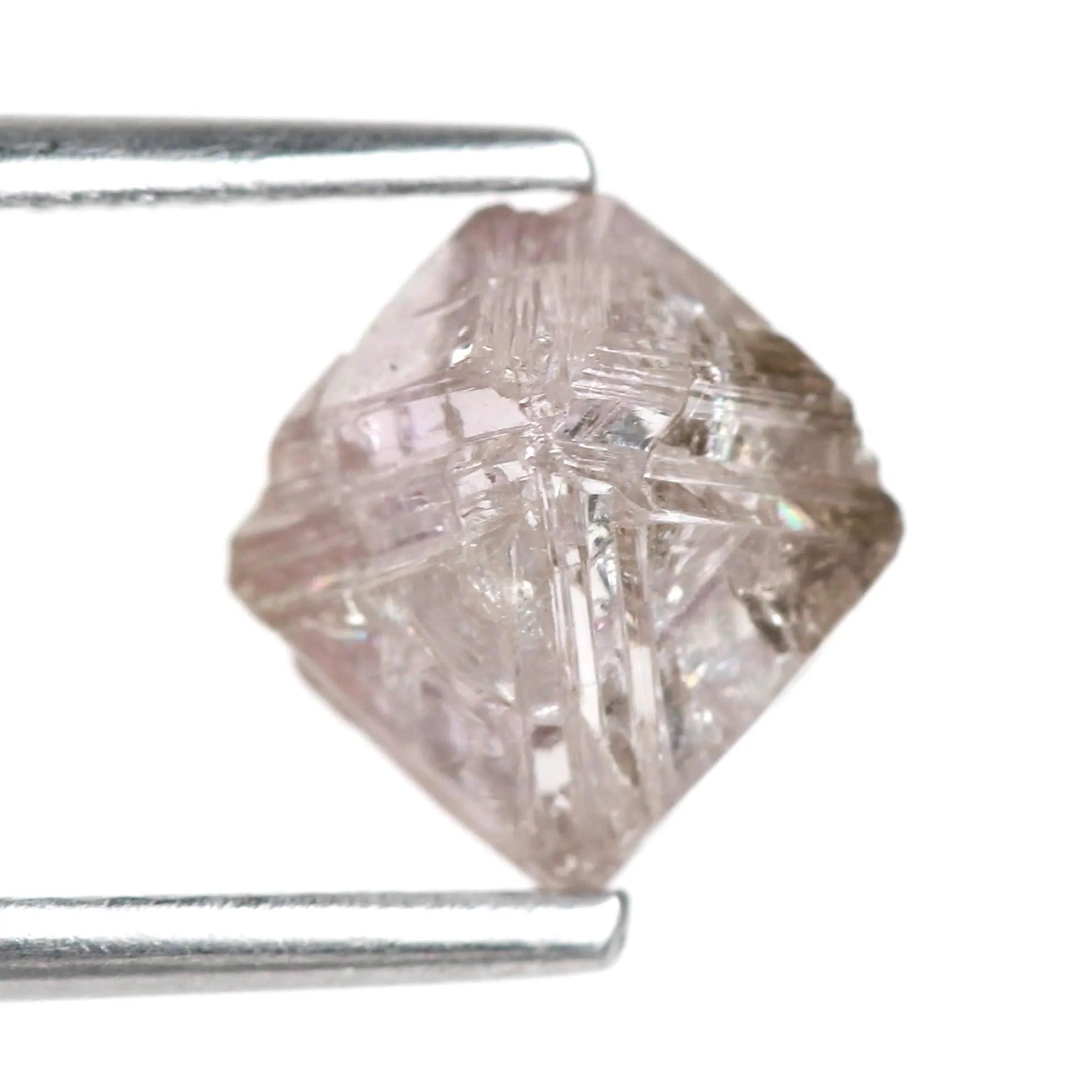 1.78 Carat Natural Pink Purple Raw Rough Octahedron Loose Diamond 6.7 MM