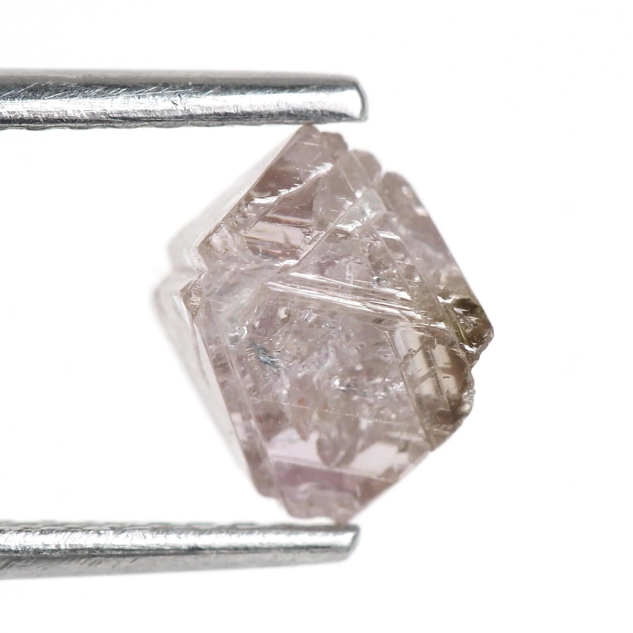 1.78 Carat Natural Pink Purple Raw Rough Octahedron Loose Diamond 6.7 MM