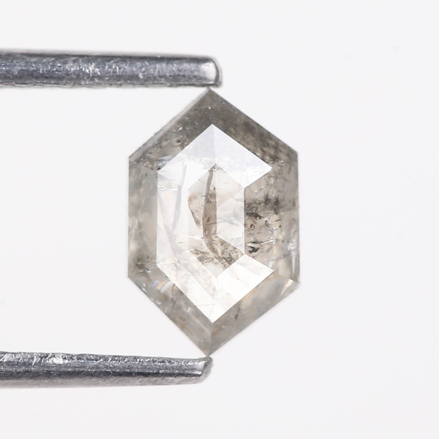 0.73 Carat Natural Gray Hexagon Cut Salt And Pepper Diamond 7.38 MM