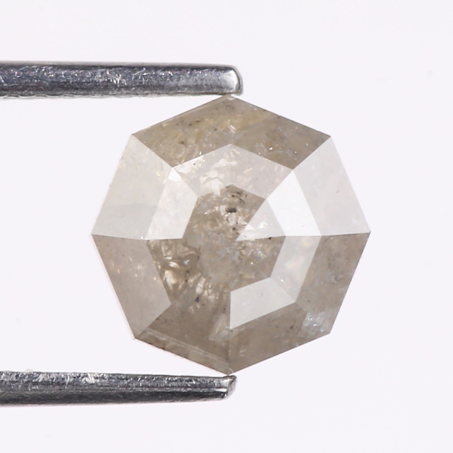 1.66 Carat Natural Gray Hexagon Cut Salt And Pepper Diamond 7.50 MM