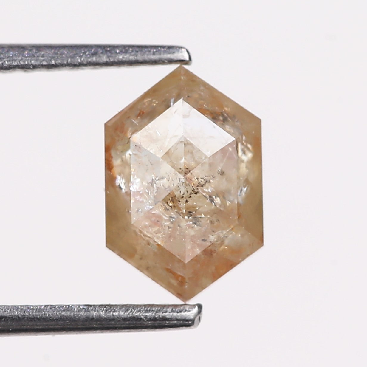1.63 Carat Natural Orange Hexagon Cut Salt And Pepper Diamond 8.40 MM