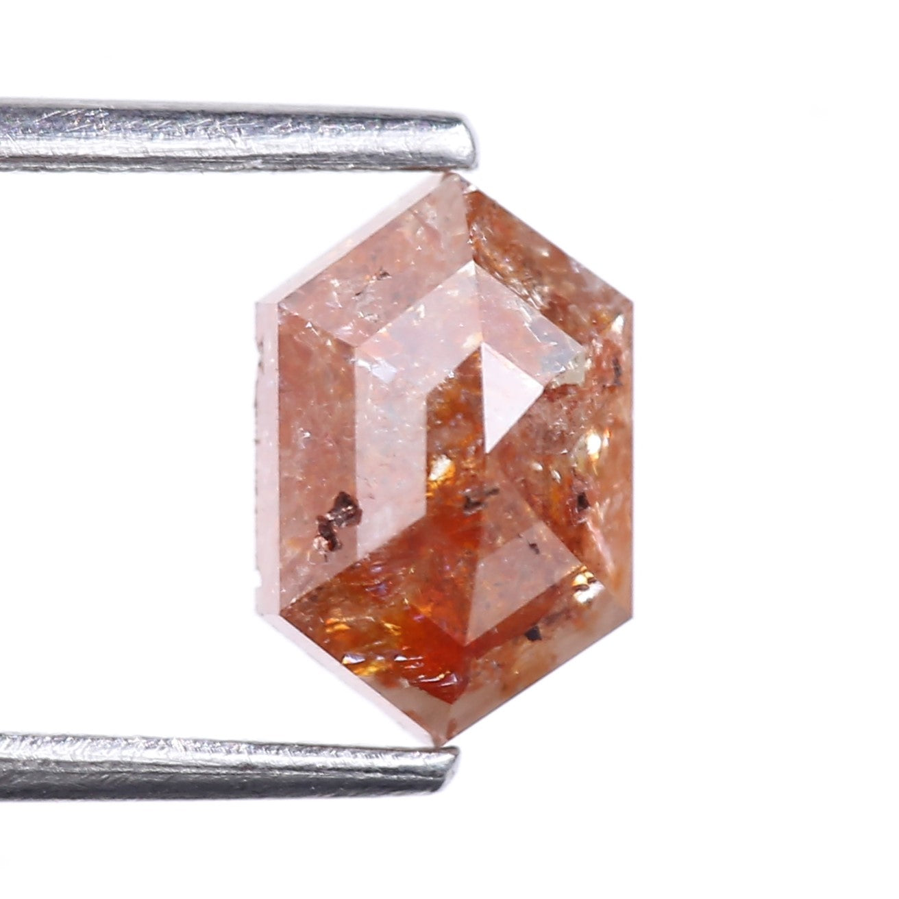 1.34 Carat Natural Orange Hexagon Cut Salt And Pepper Diamond 8.30 MM