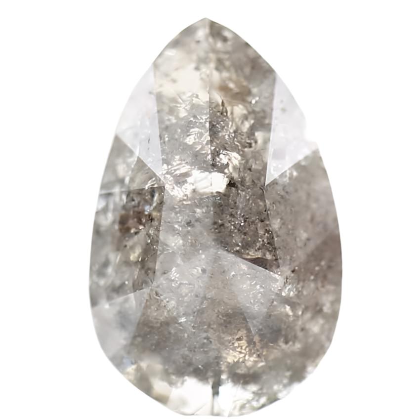 Natural Pear Rose Cut Salt and Pepper Diamond