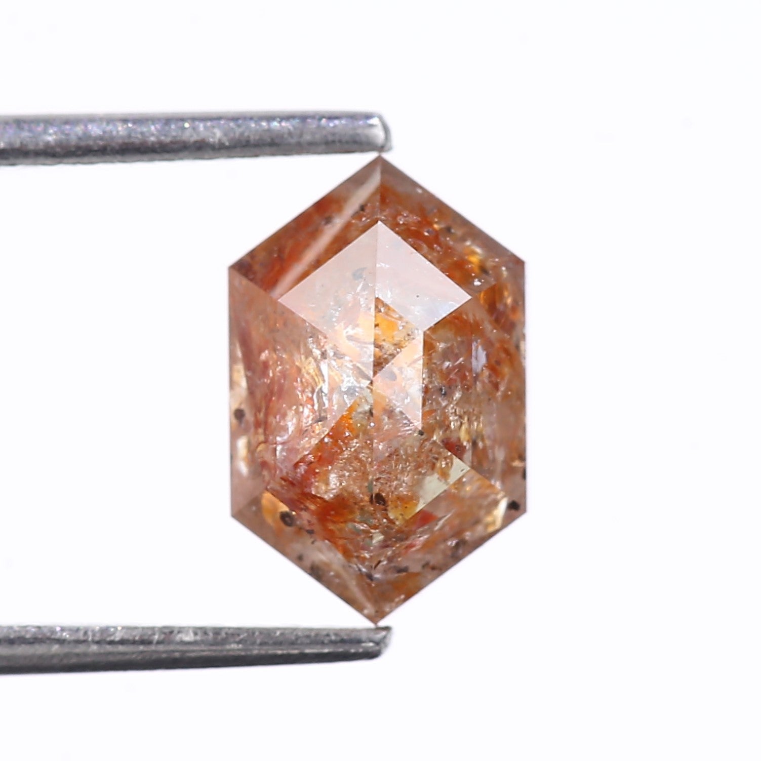 2.43 Carat Natural Red Hexagon Cut Salt And Pepper Diamond 9.88 MM