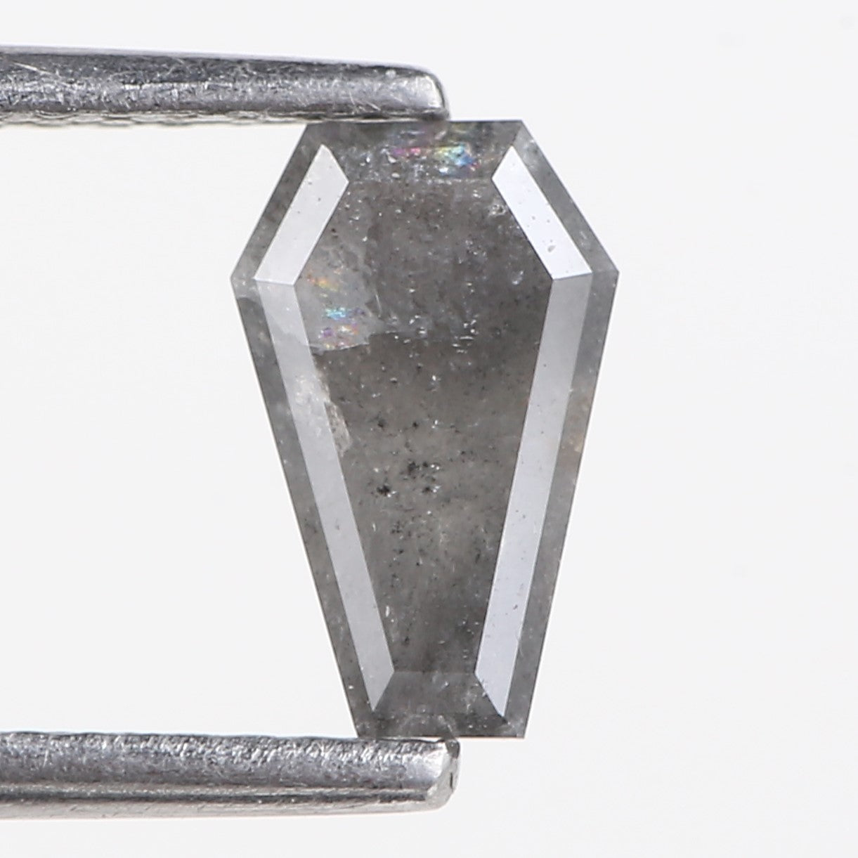 0.68 Carat Natural Salt And Pepper Grey Coffin Cut Loose Diamond 7.73 MM