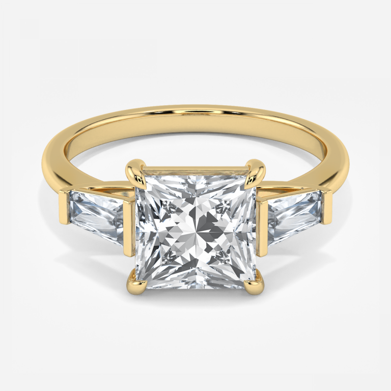 Jeraldine Princess Three Stone Engagement Ring 14K / 18K Solid Gold