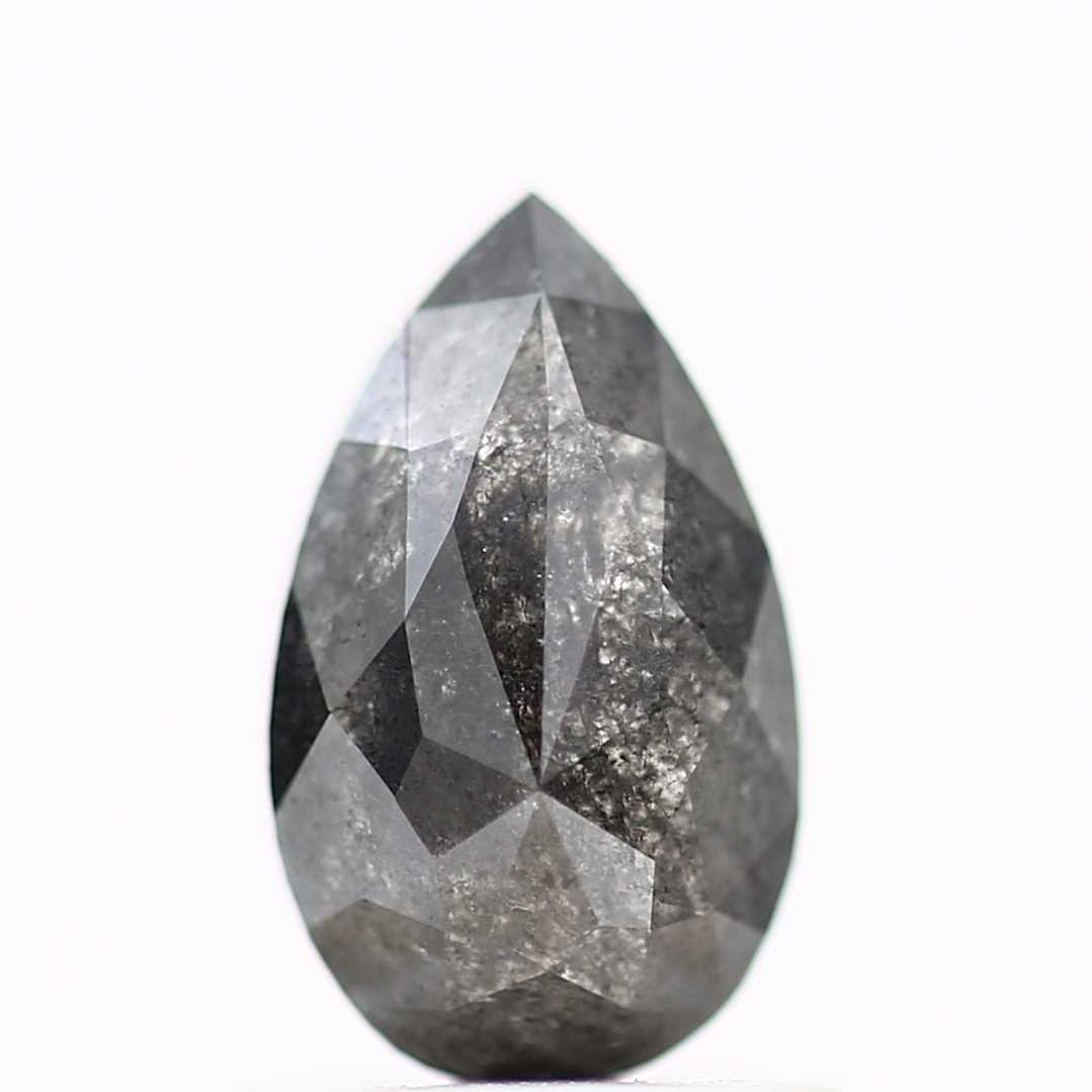 1.06 Carat Pear Loose Salt and Pepper Diamond 8.47 MM